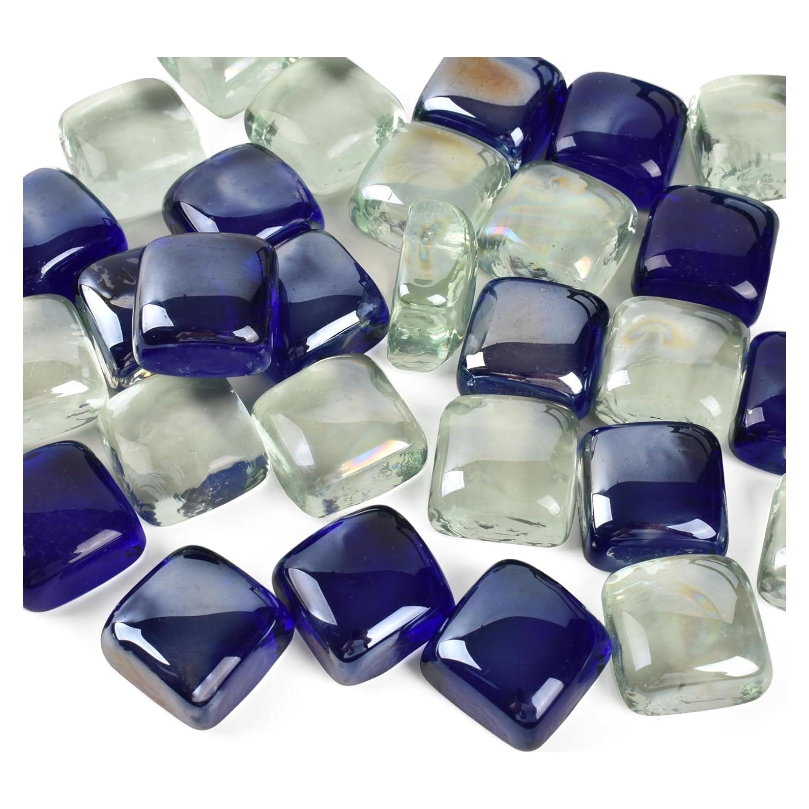 Canicas de Vidrio LUEYAO Cuadradas Azules y Transparentes 0.43kg