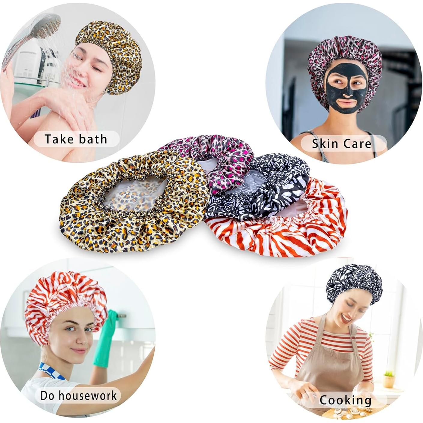 Gorras de Ducha Reutilizables CHFONG 4 PCS Impermeables