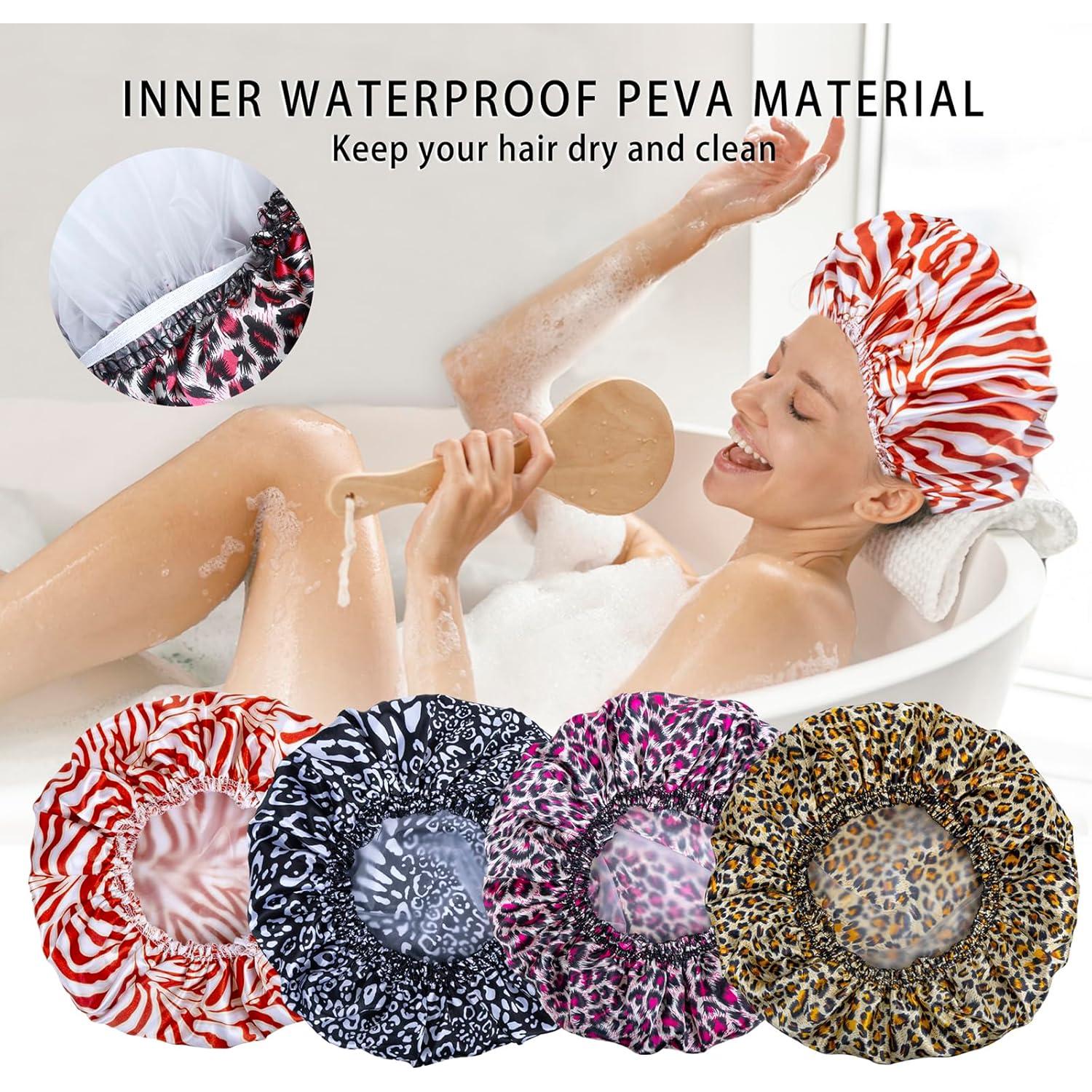 Gorras de Ducha Reutilizables CHFONG 4 PCS Impermeables