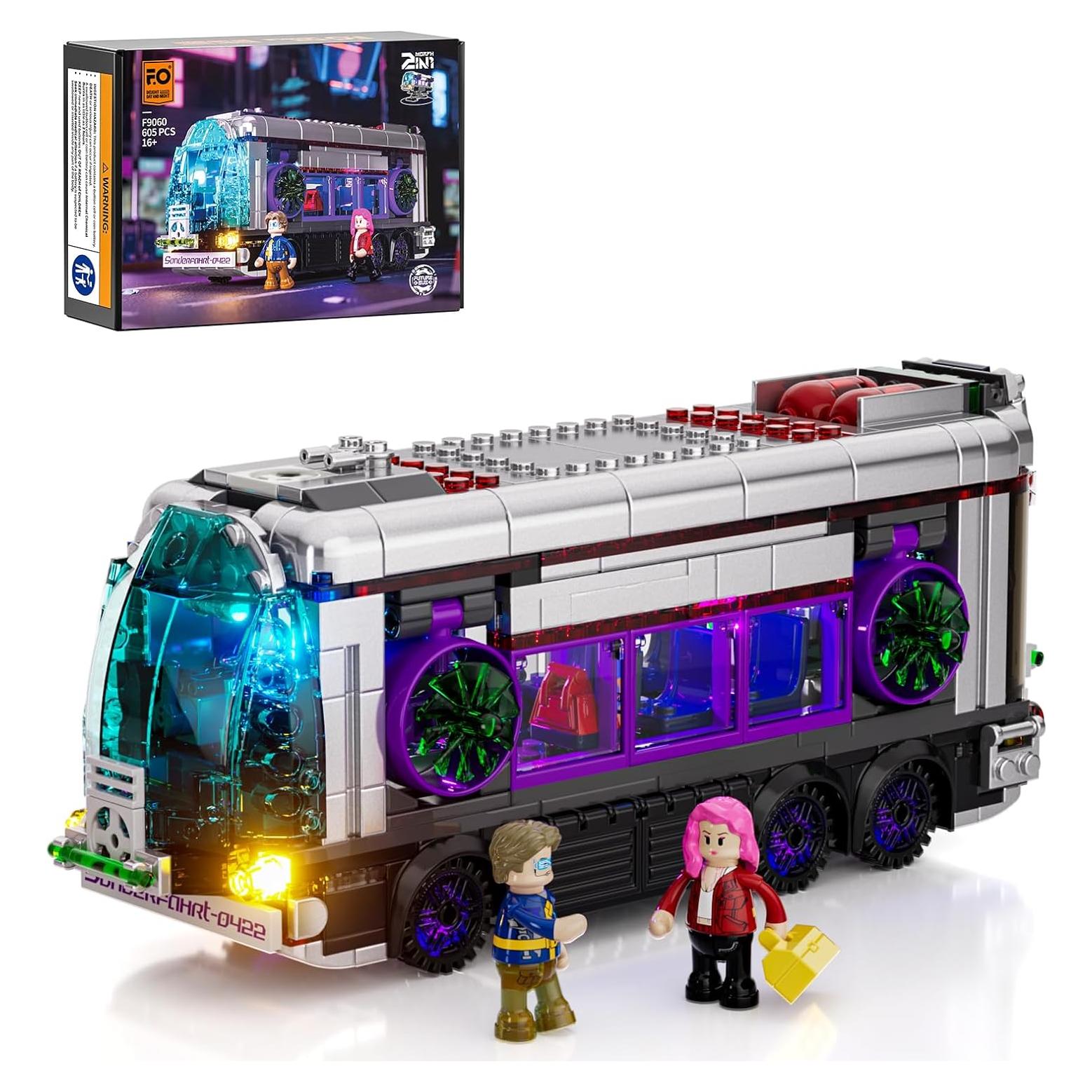 Conjunto de Ladrillos FUNWHOLE Autobús Futurista Cyberpunk 605 Piezas