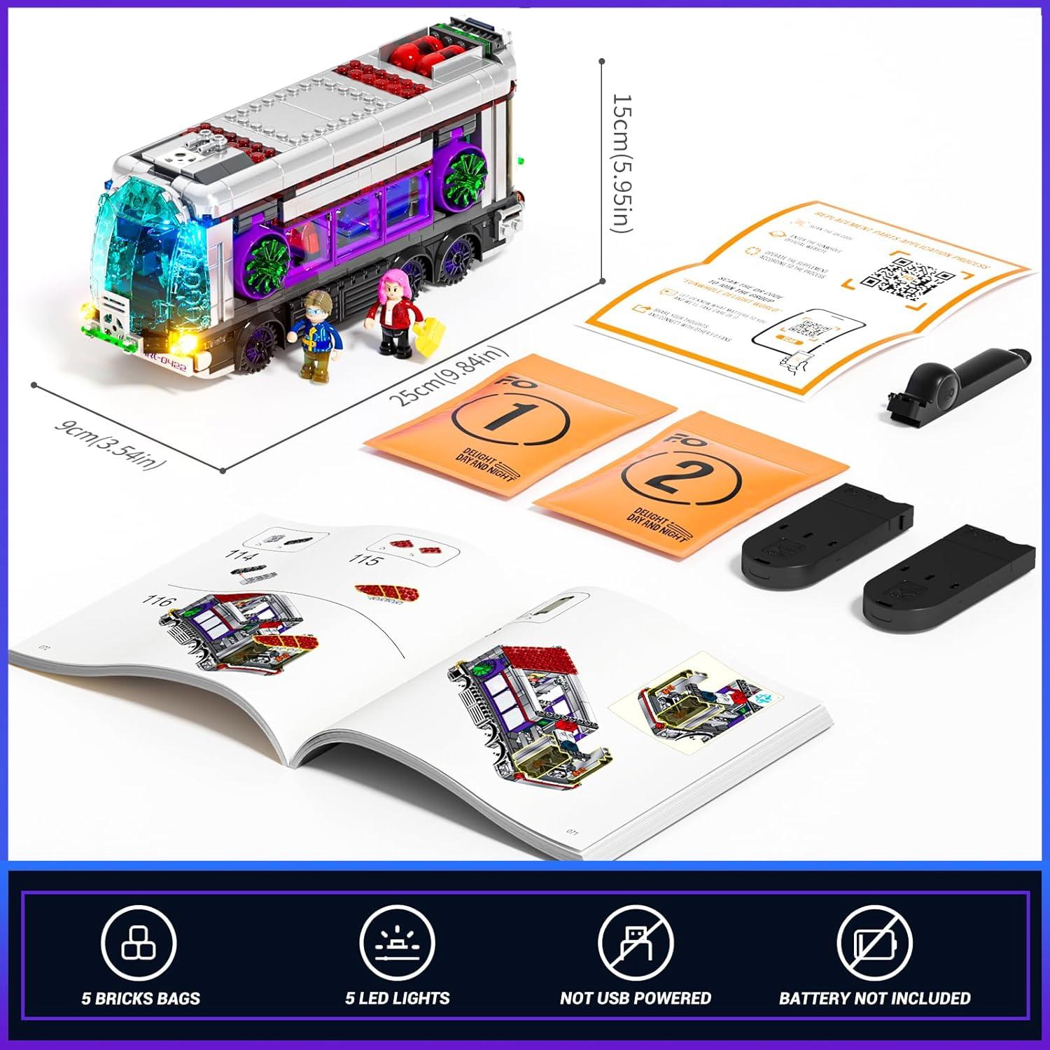 Conjunto de Ladrillos FUNWHOLE Autobús Futurista Cyberpunk 605 Piezas