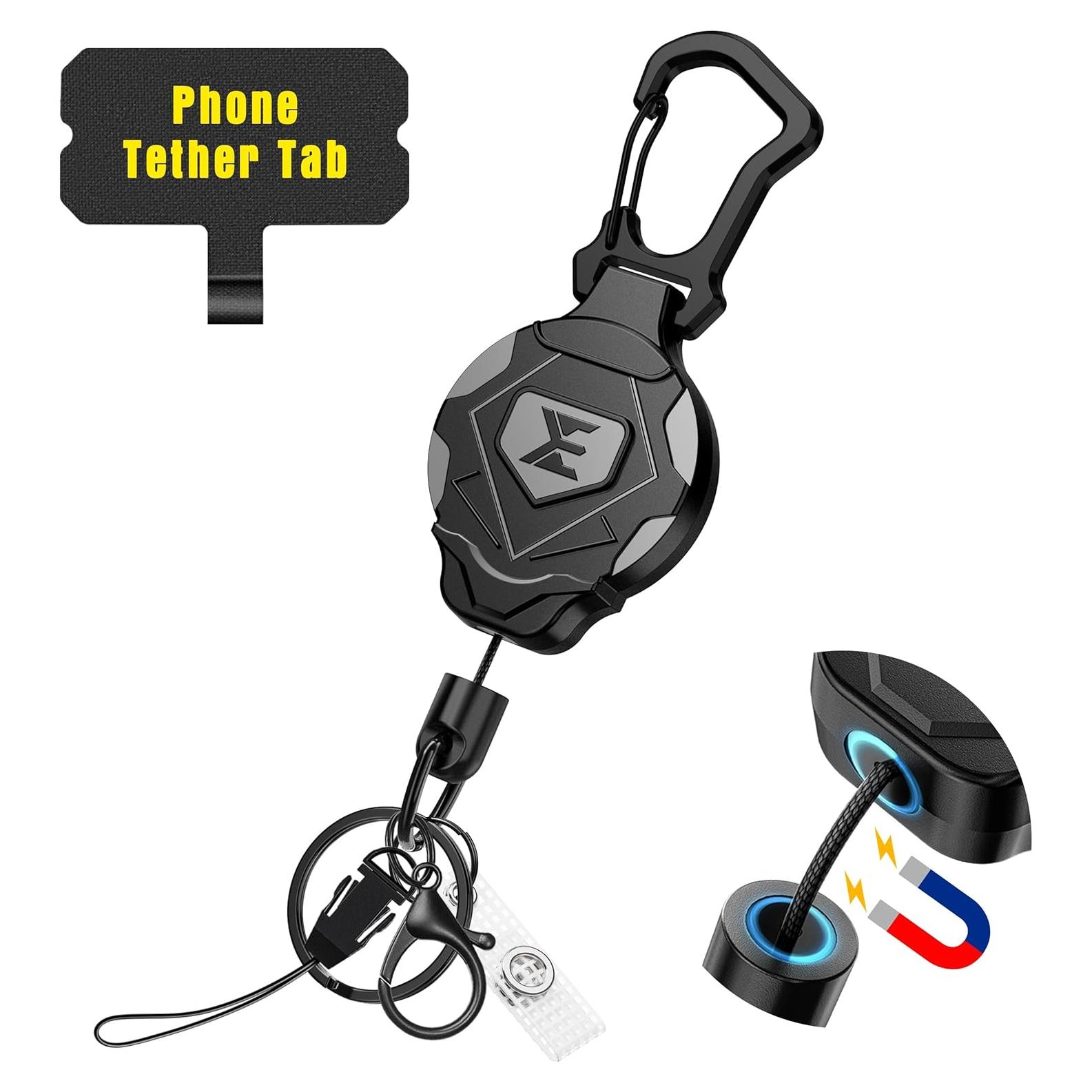 Cadena de Llave Retráctil ELV con Cierre Magnético y Mosquetón