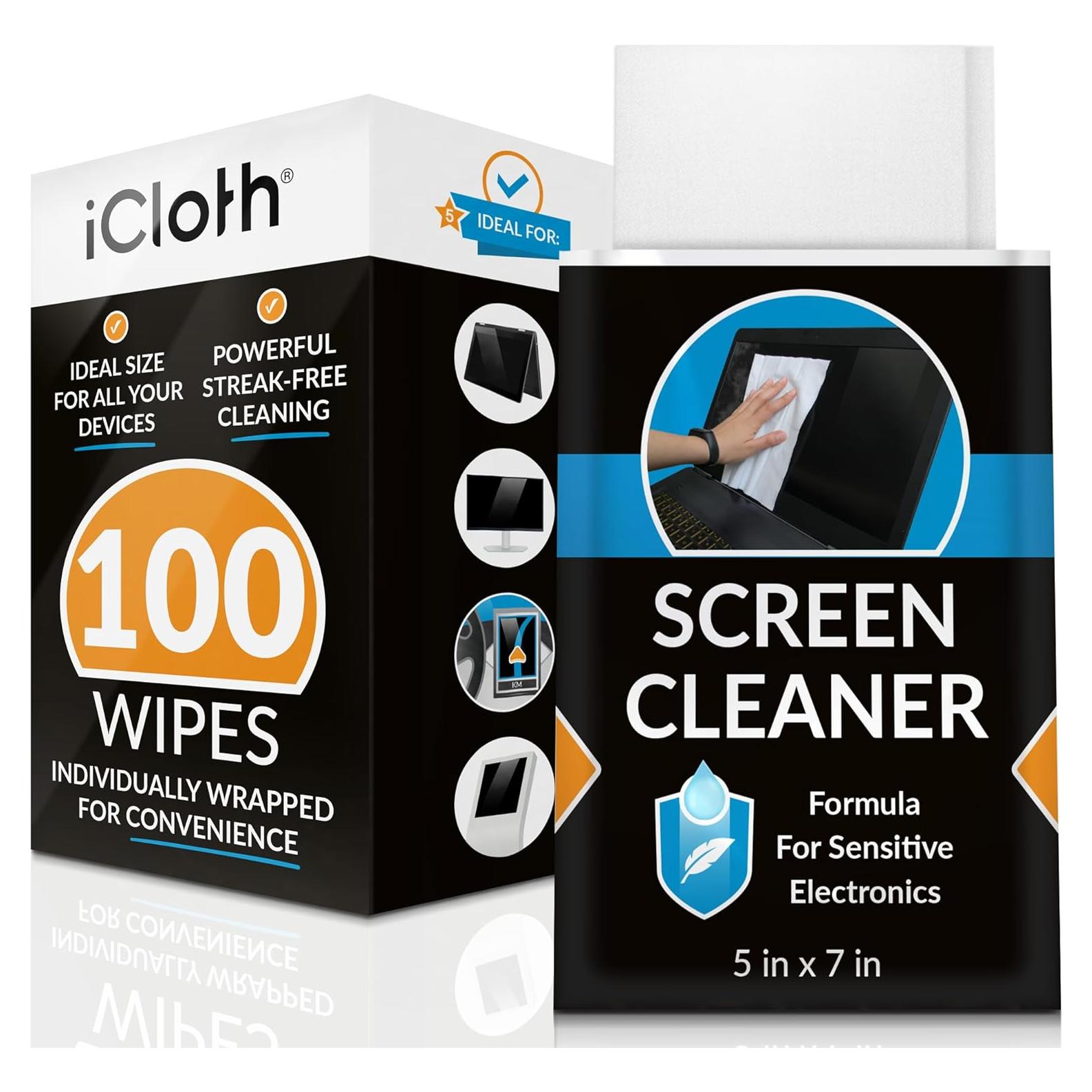 Toallitas de limpieza iCloth para pantallas - 100 unidades