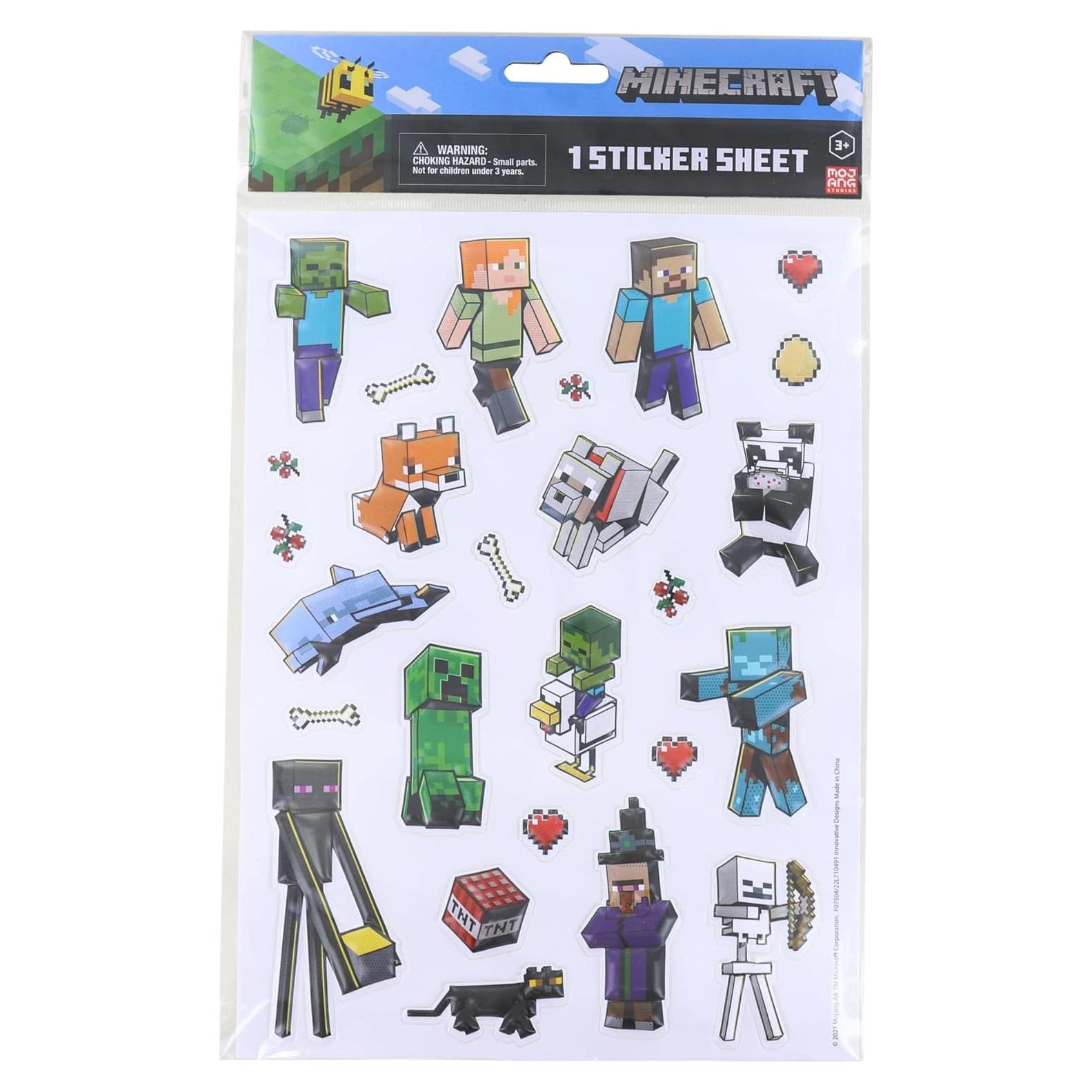 Calcomanías 3D Minecraft - Hoja con 26 Stickers