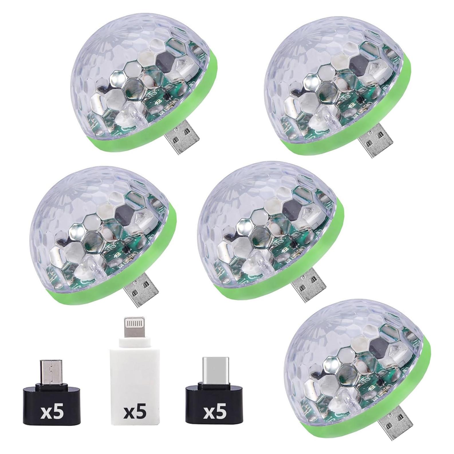 Mini Luz de Fiesta USB Ytuomzi 5 pcs RGB Control Sonido