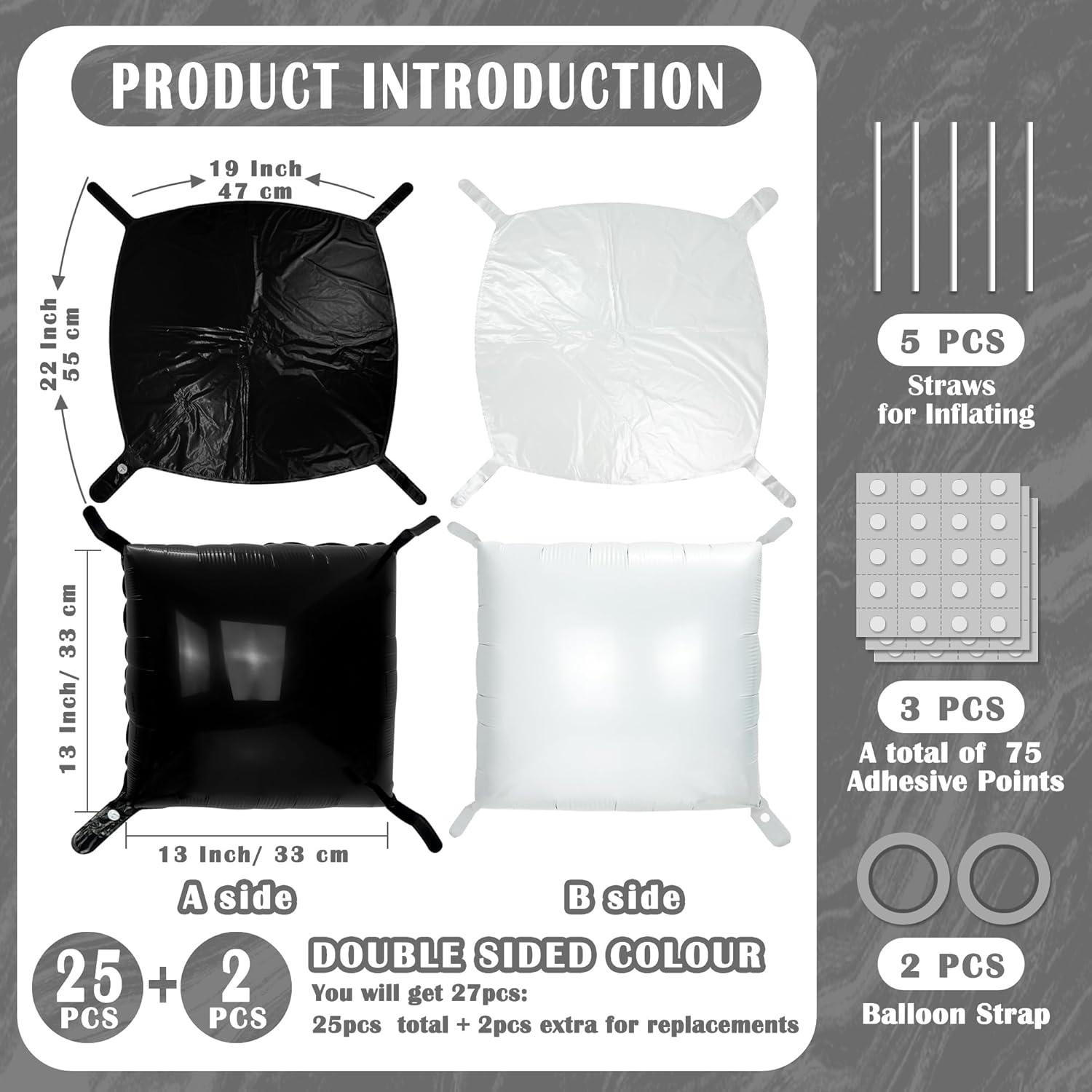 Kit de Globos Cuadrados Doble Cara Hapidooda 27pcs 48cm