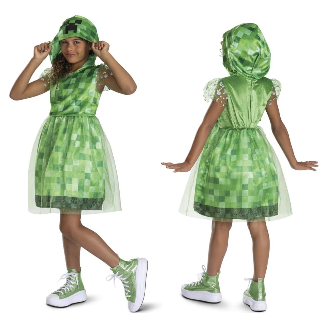 Disfraz de vestido Creeper Minecraft para niñas - Talla 7-8