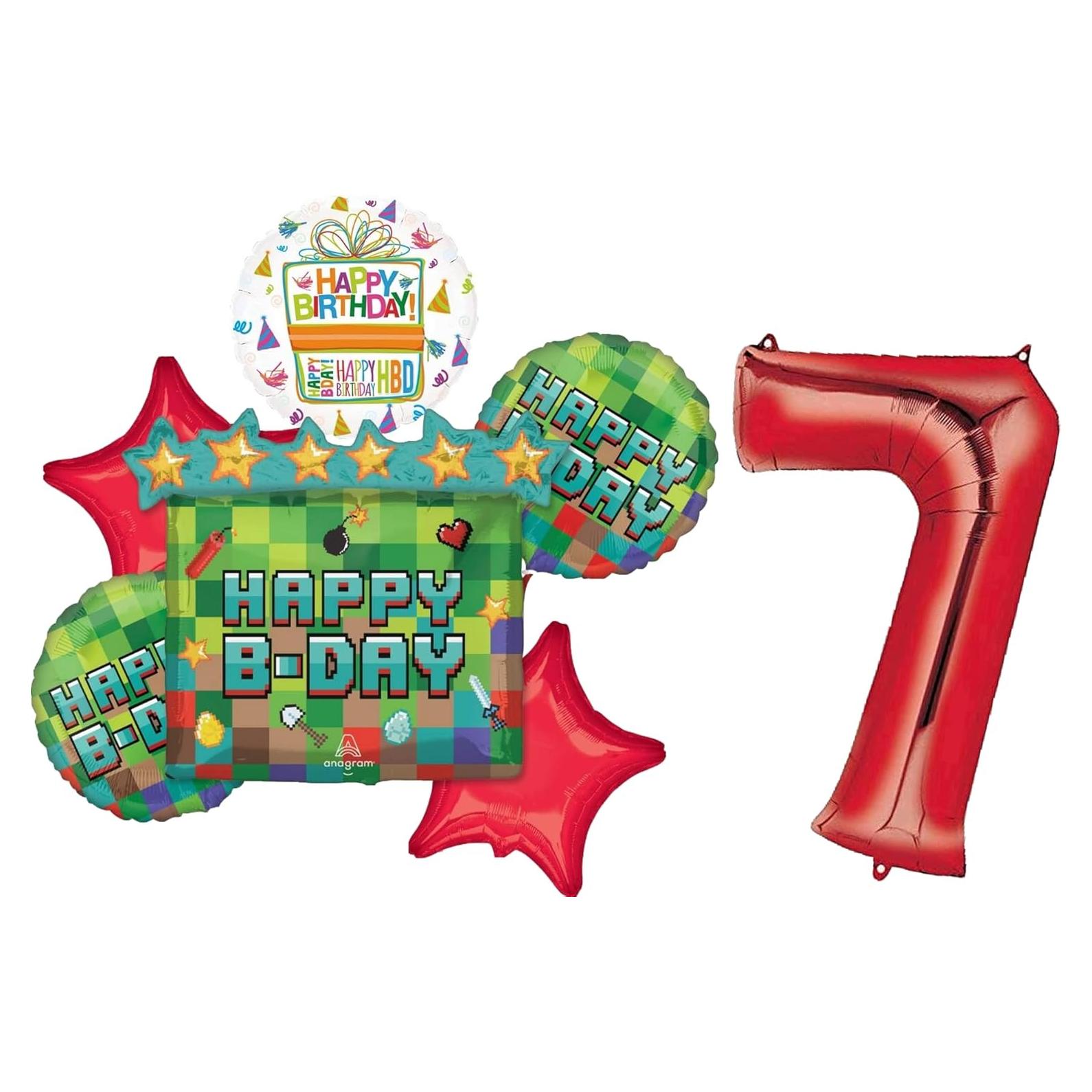 Ramo de Globos Anagram 7° Cumpleaños Videojuegos Pixel