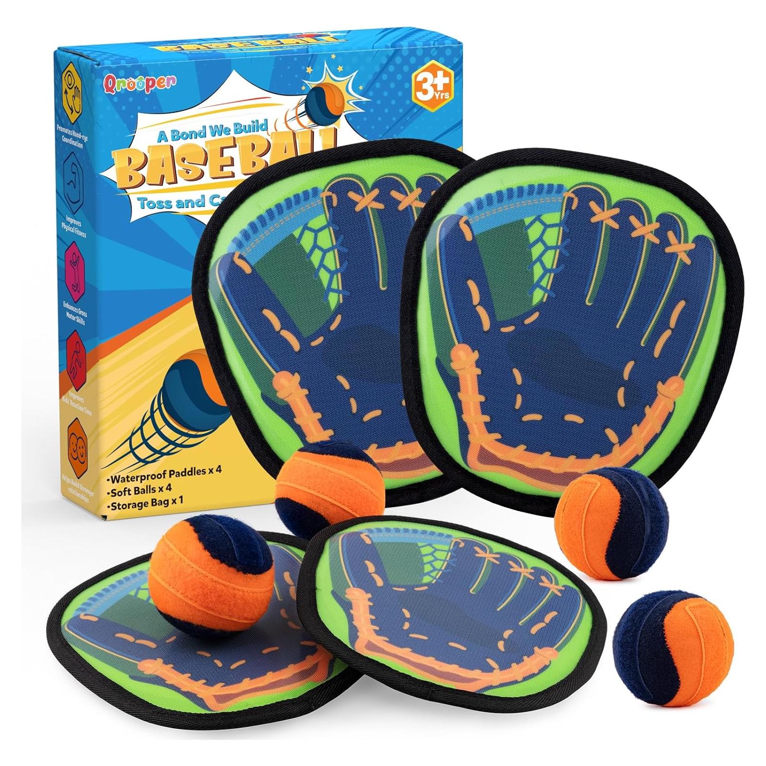 Juego de Lanzar y Atrapar Pelota Qrooper 4 Palas 4 Pelotas