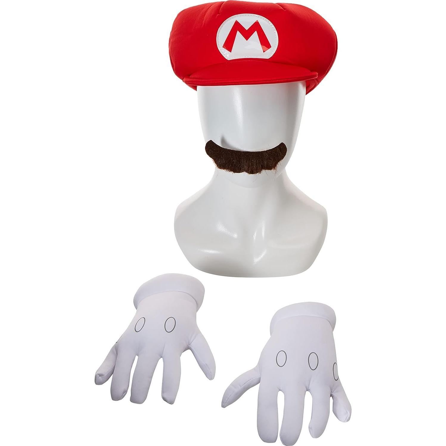 Disfraz Mario para Niños - Sombrero, Guantes y Bigote - Licencia Oficial Nintendo