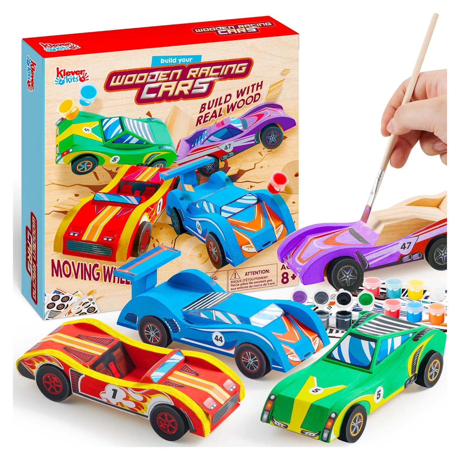 Klever Kits - Kit de Manualidades de Autos de Carreras de Madera