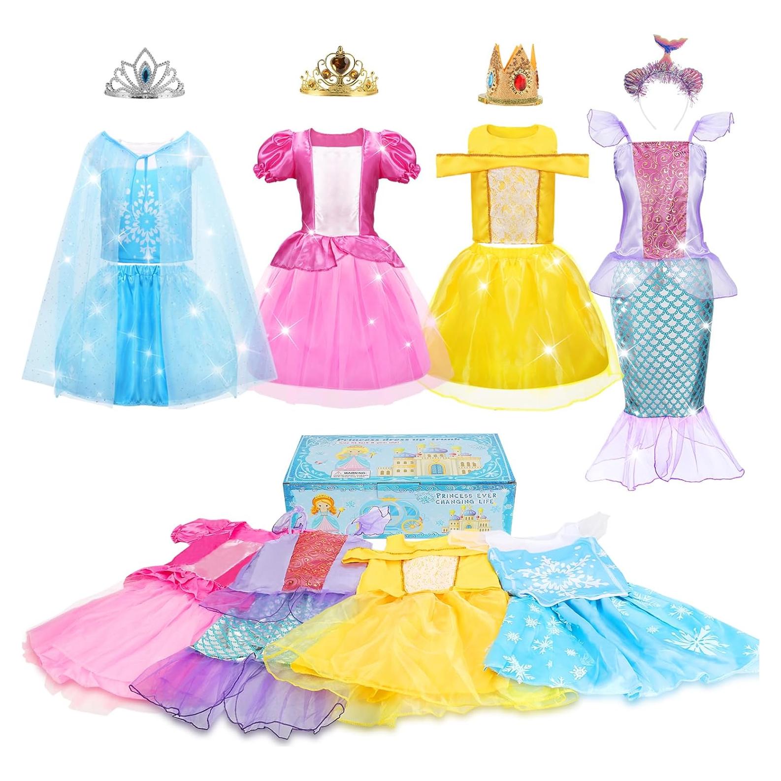 Vestidos de Princesa para Niñas Dulsaera - 4 Disfraces 3 a 8 Años