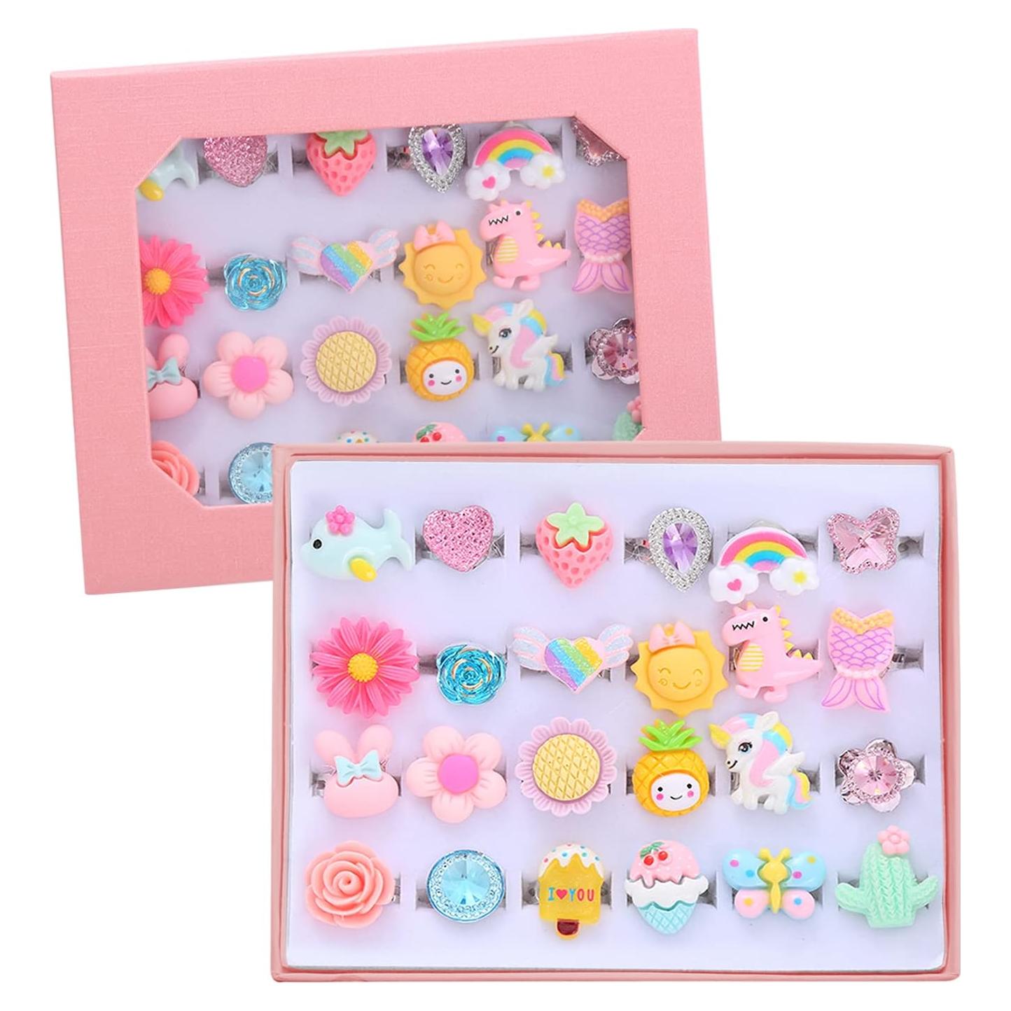 24 Anillos de Joyería Ajustables para Niñas PASEMM