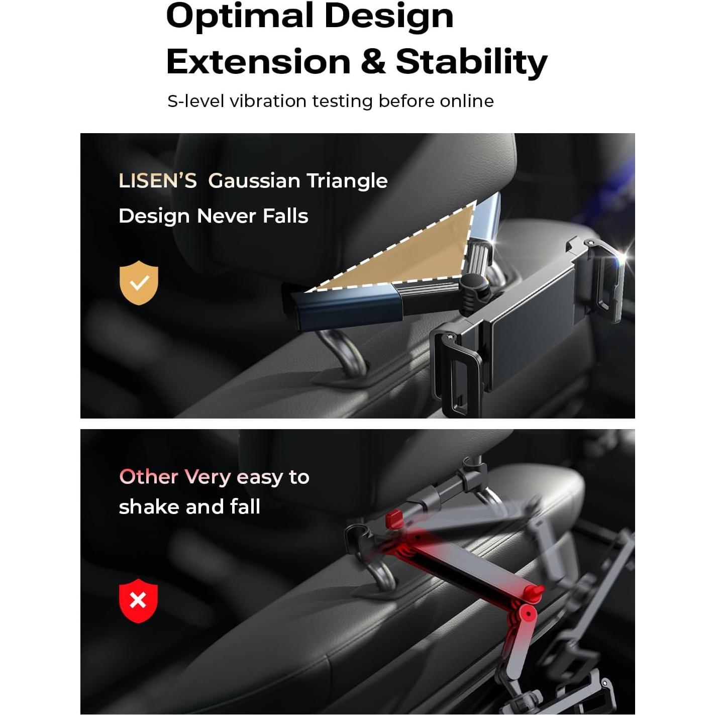 Soporte para Tablet LISEN Negro para Auto - Ajustable y Universal