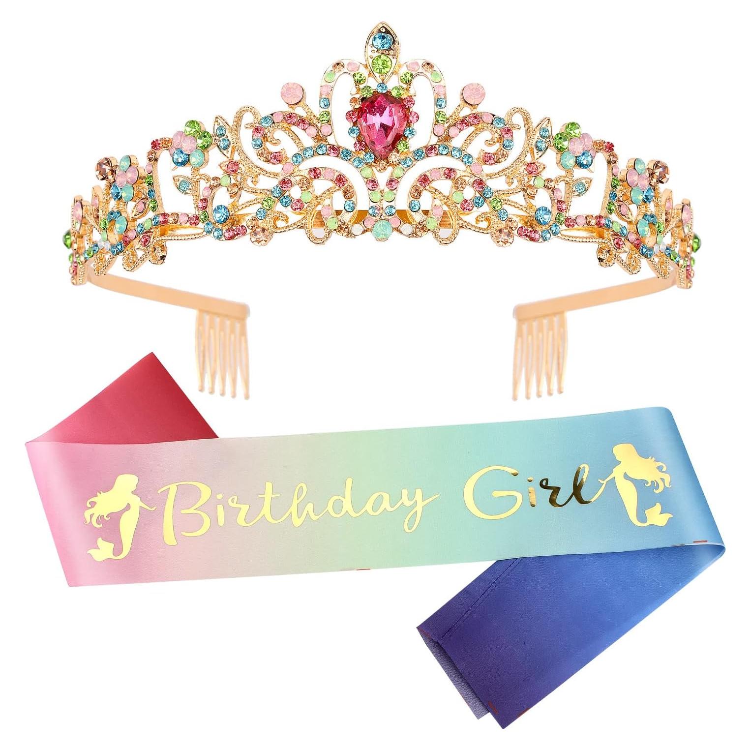 Conjunto Tiara y Corona VELSCRUN Cumpleaños - Banda Princesa