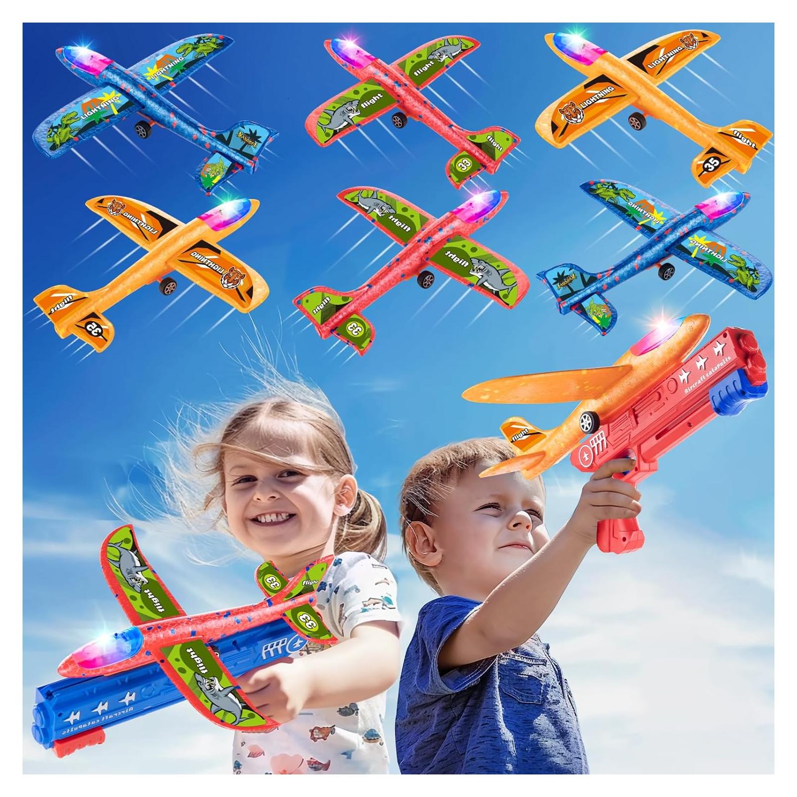 Bigdream 6 Aviones Lanzadores LED para Niños 3 a 12 Años