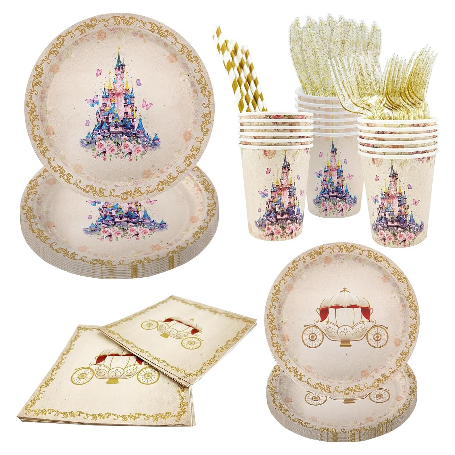 Juego de Vajilla de Fiesta de Princesa AIBIIN 112 PCS para 16