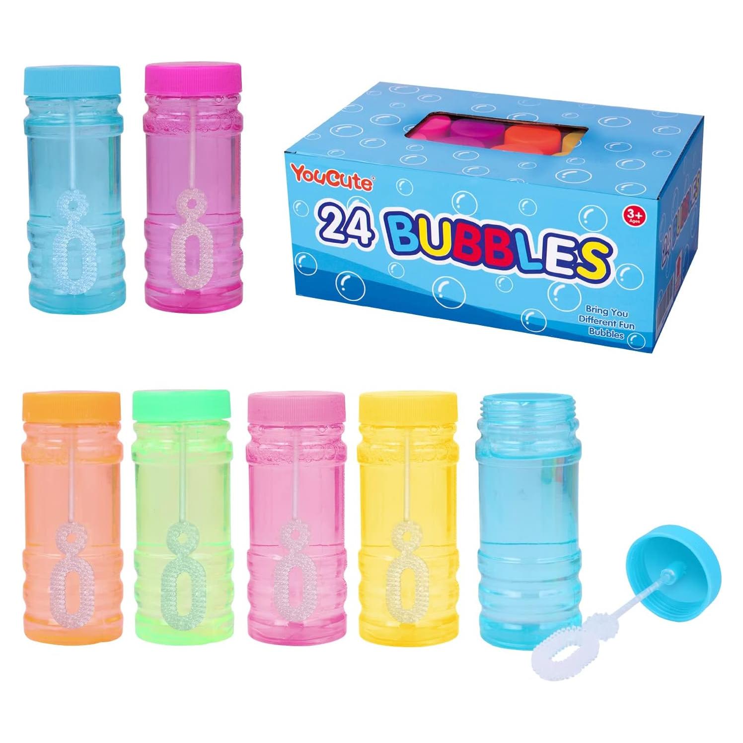 Paquete de 24 Burbujas de Fiesta YouCute 2oz Colores Brillantes