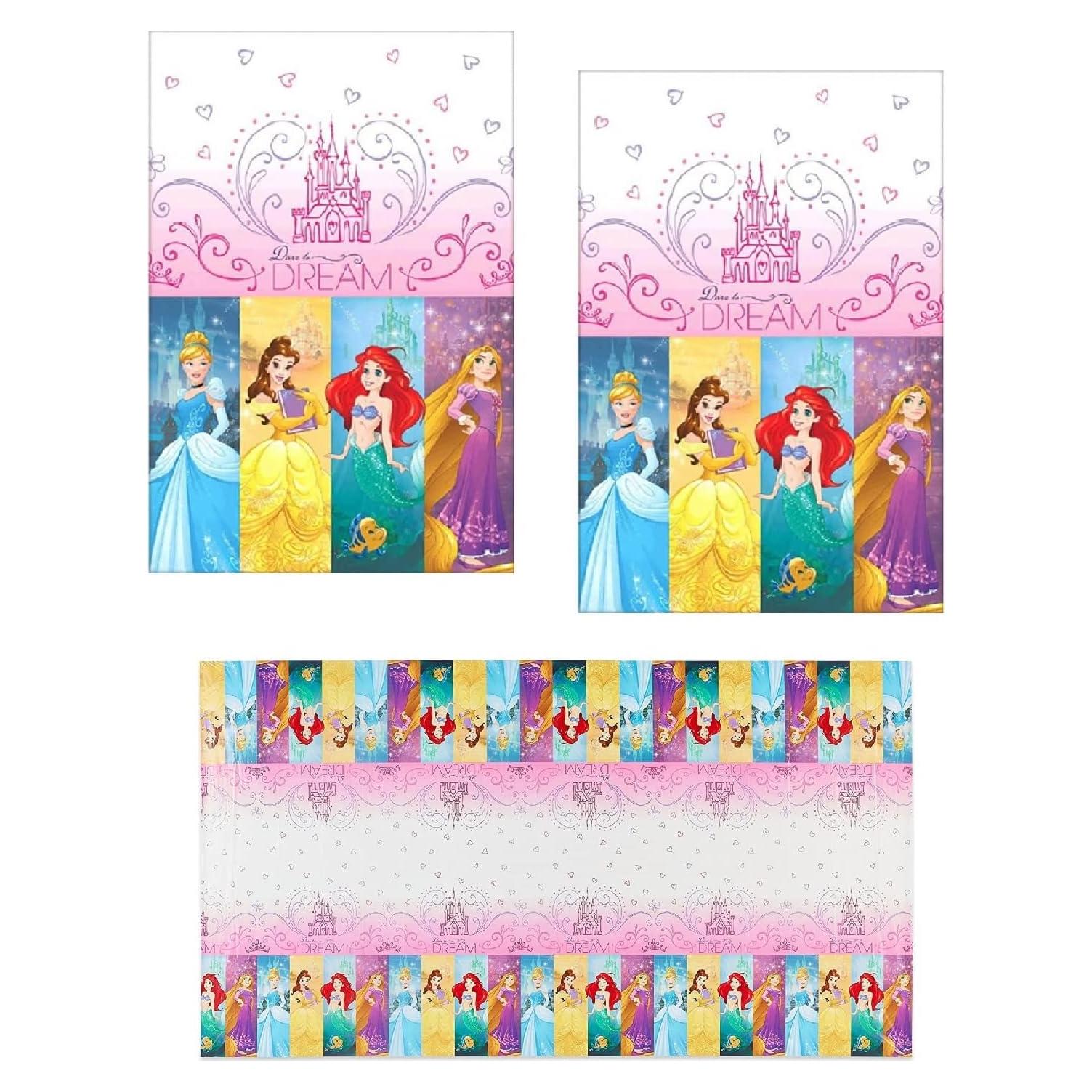 Paquete de Suministros Fiesta Princesas Disney Único - 2 Manteles Plástico 137x213 cm