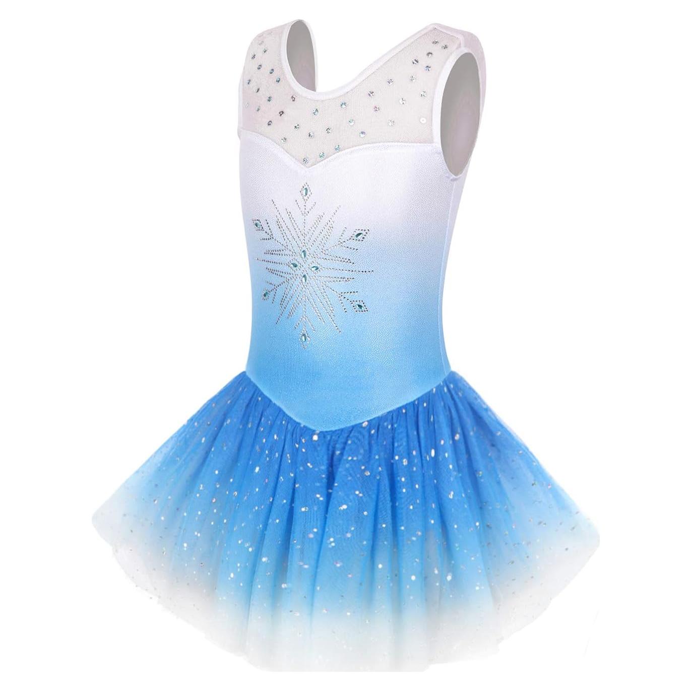 Leotardo de Ballet EQSJIU para Niñas 3-4T Azul Copo de Nieve