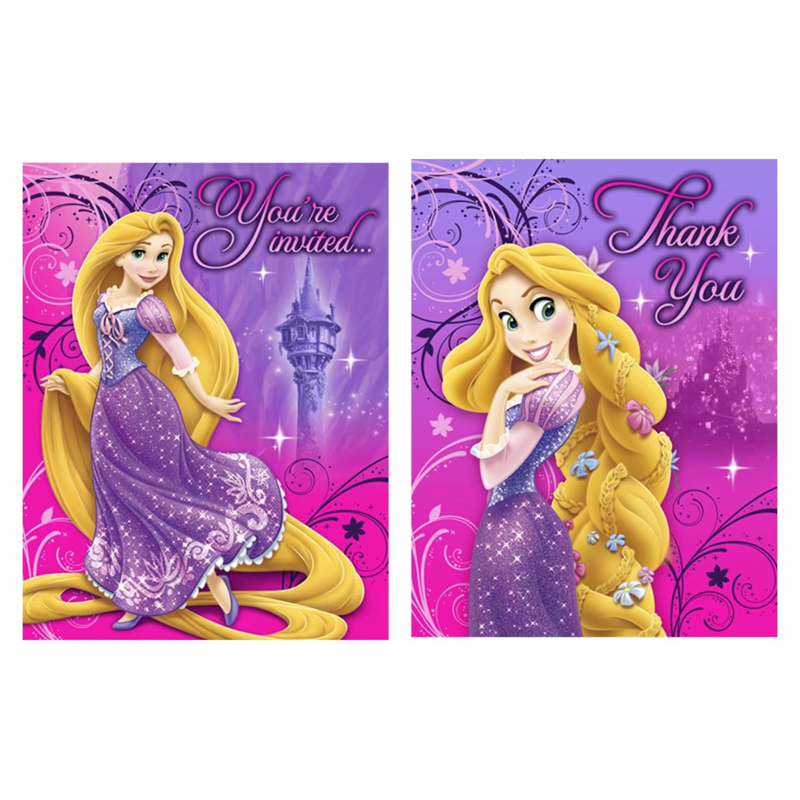 Invitaciones y Agradecimientos Disney Enredados Hallmark - 16 Piezas