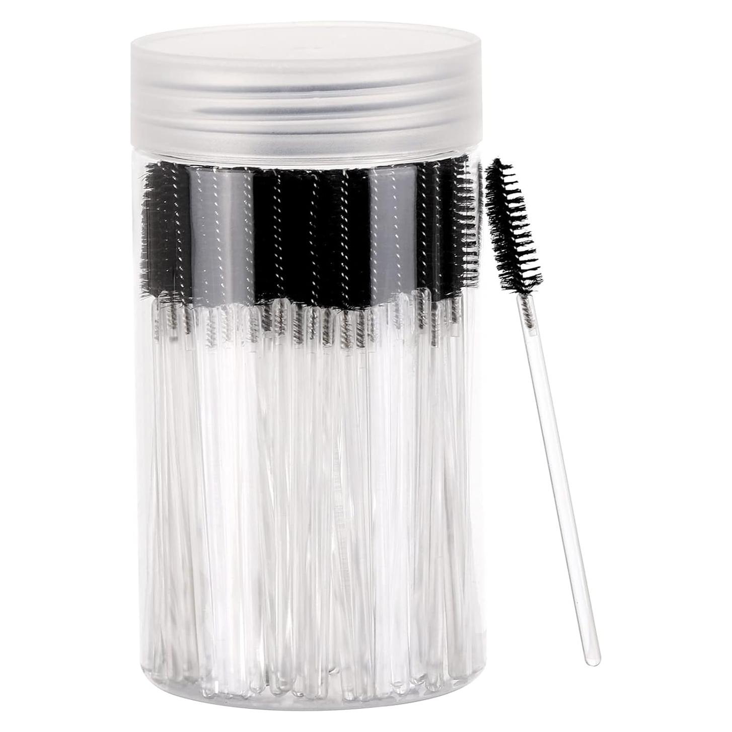 100 Cepillos de Pestañas Desechables Tbestmax con Contenedor