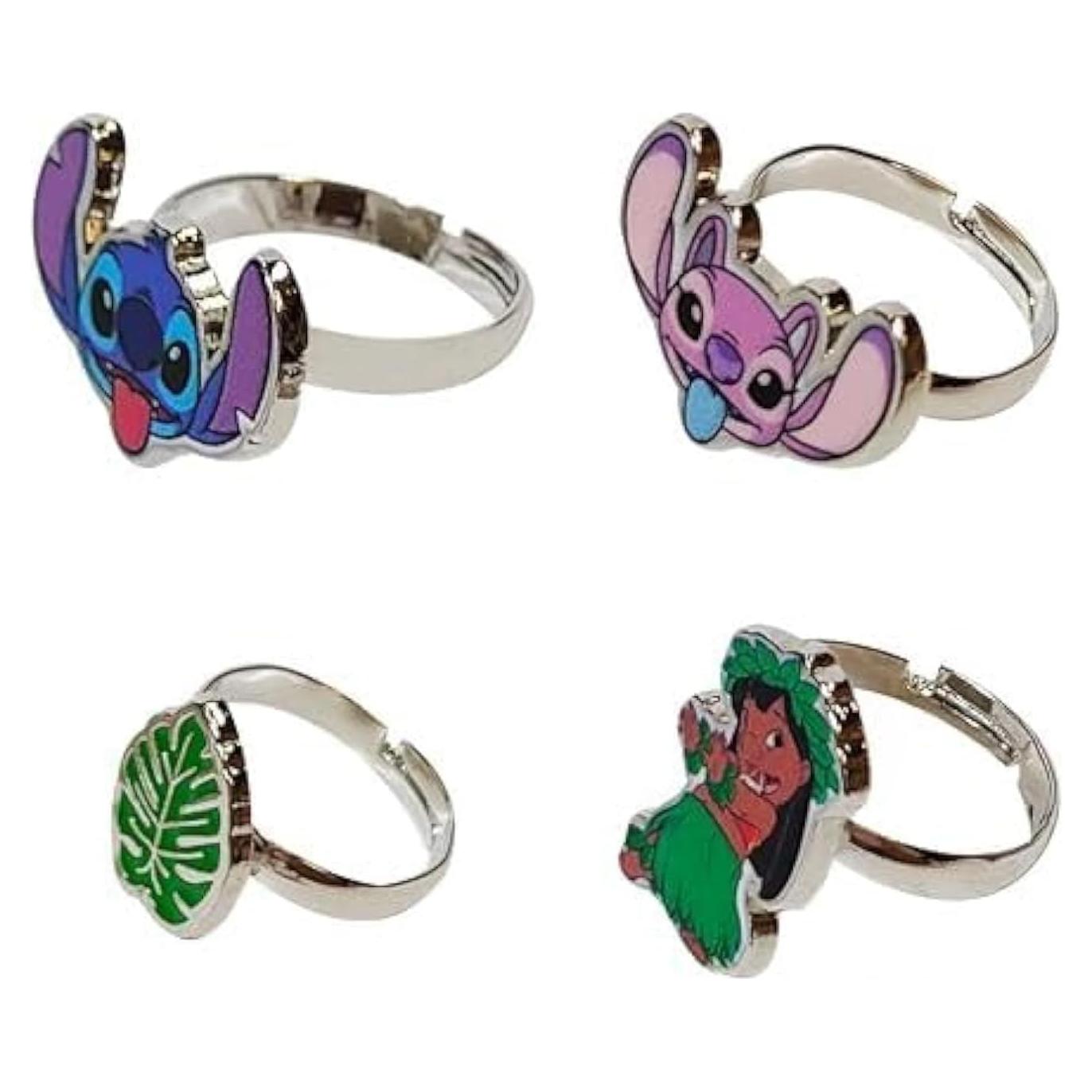 Anillos Ajustables LUV HER para Niñas - 4 Piezas con Charm