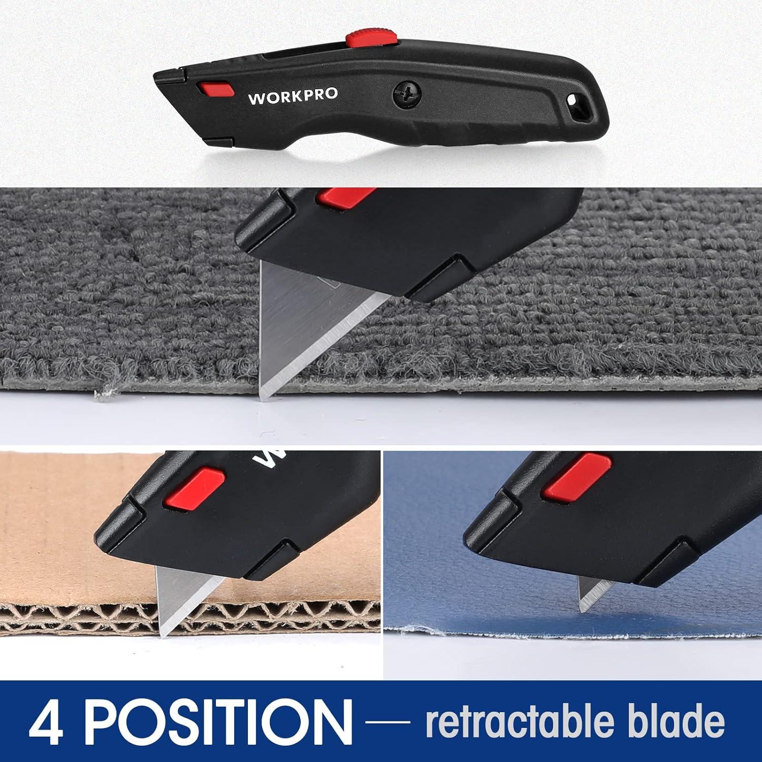 Cuchillo Utility Retráctil WORKPRO con 10 Cuchillas Extra