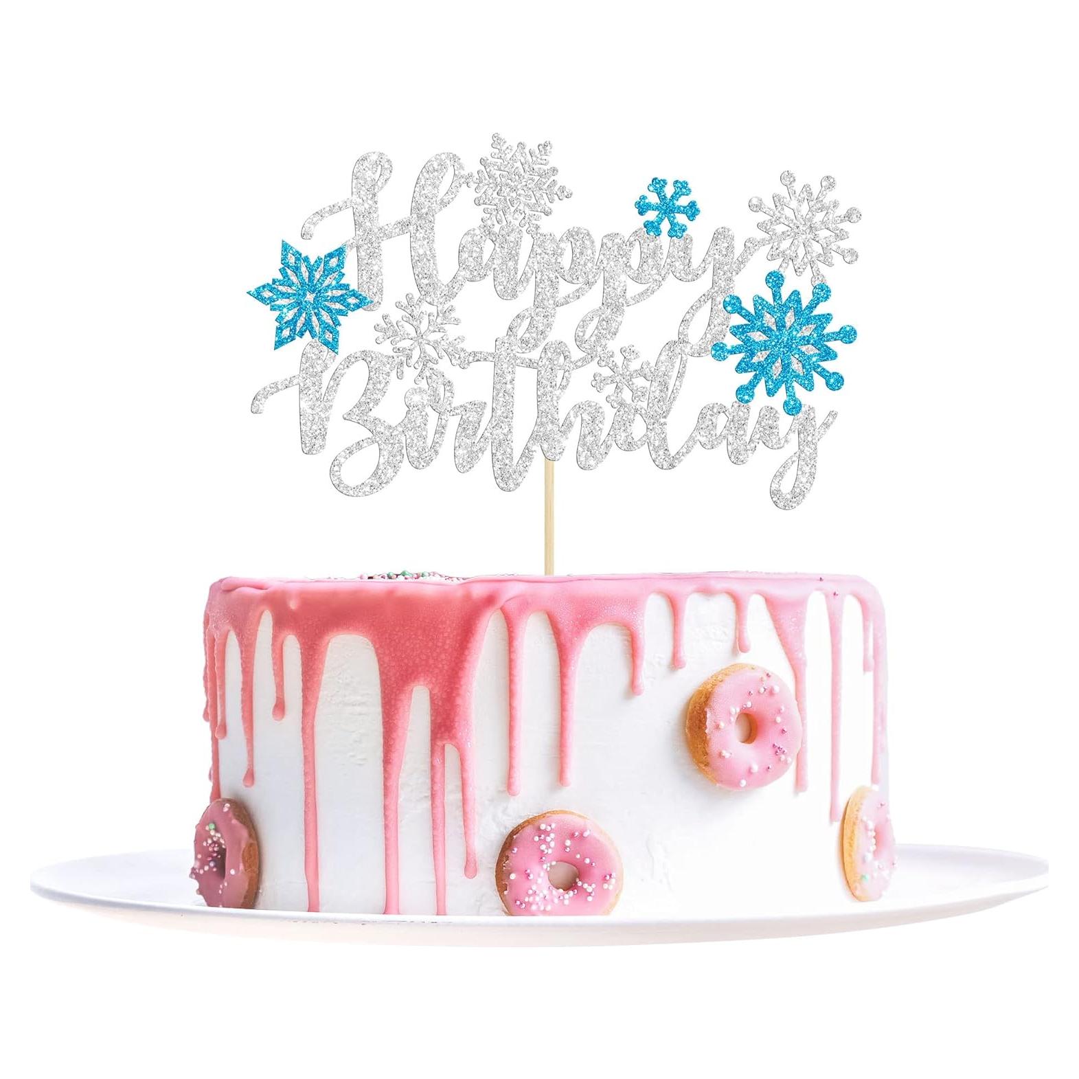 Copo de Nieve Azul Ephlyn para Pastel Cumpleaños 20cm