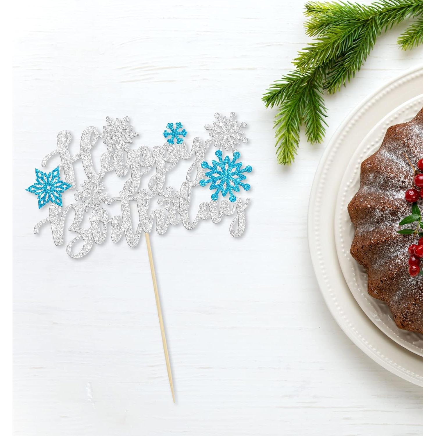 Copo de Nieve Azul Ephlyn para Pastel Cumpleaños 20cm