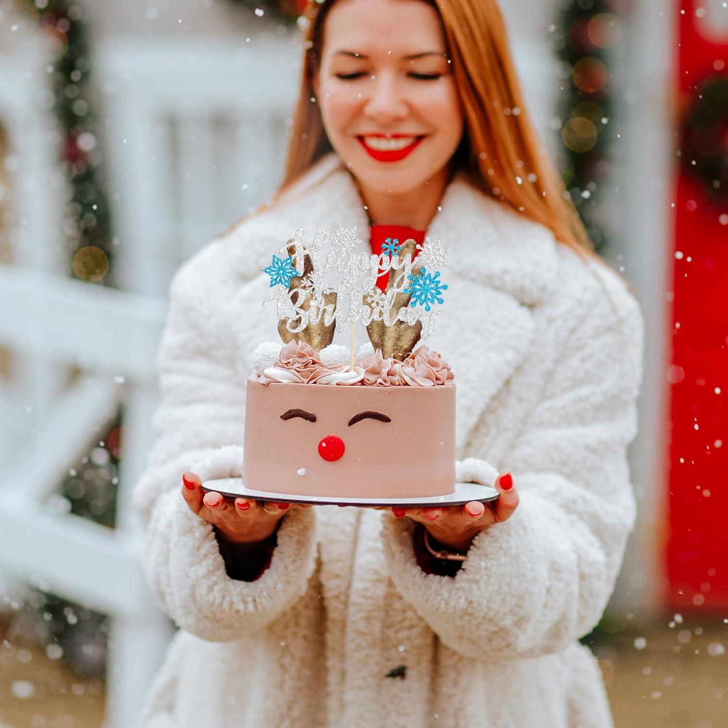 Copo de Nieve Azul Ephlyn para Pastel Cumpleaños 20cm