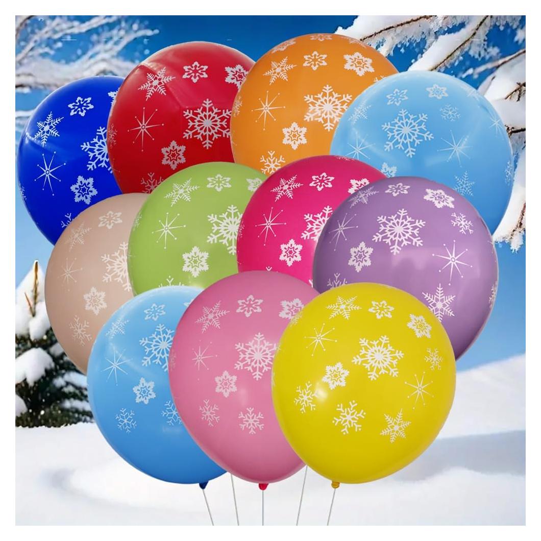 100 Globos Transparentes Copo de Nieve 30 cm AzsVbvs