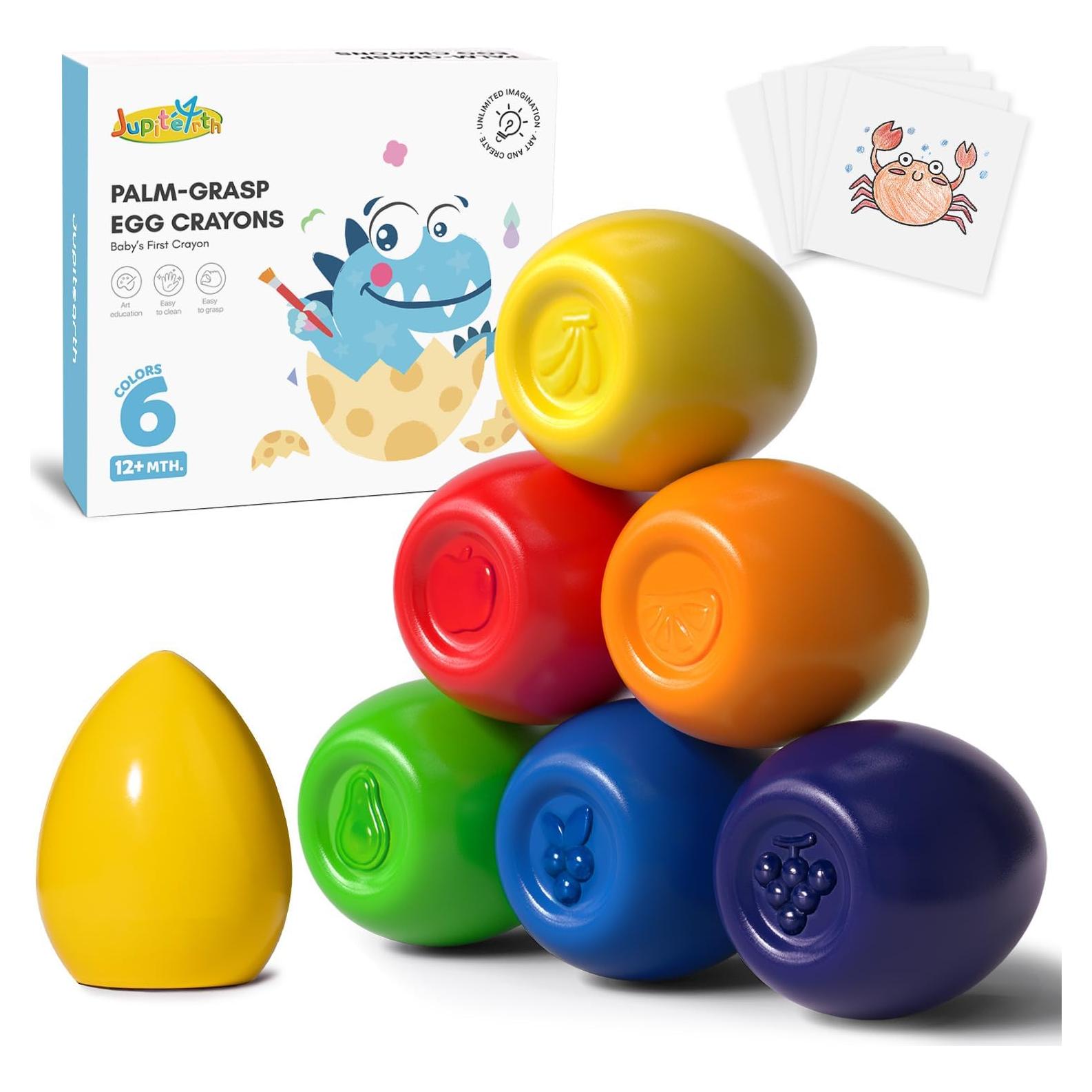 Crayones en Forma de Huevo JUPITEARTH 6 Colores No Tóxicos