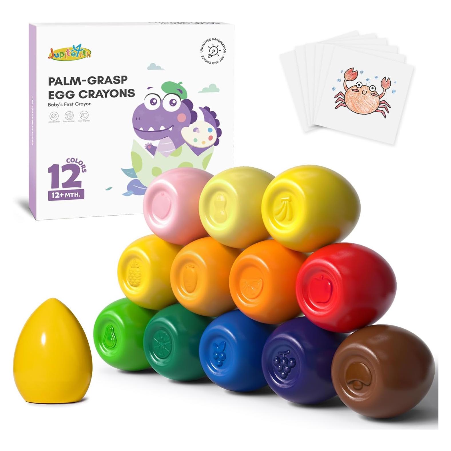 Crayones de Huevo JUPITEARTH 12 Colores Jumbo No Tóxicos