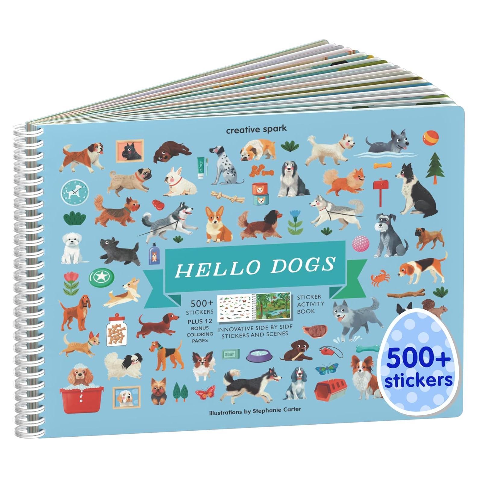 Libro de Pegatinas de Perros CUPKIN 500+ Pegatinas y 12 Escenas