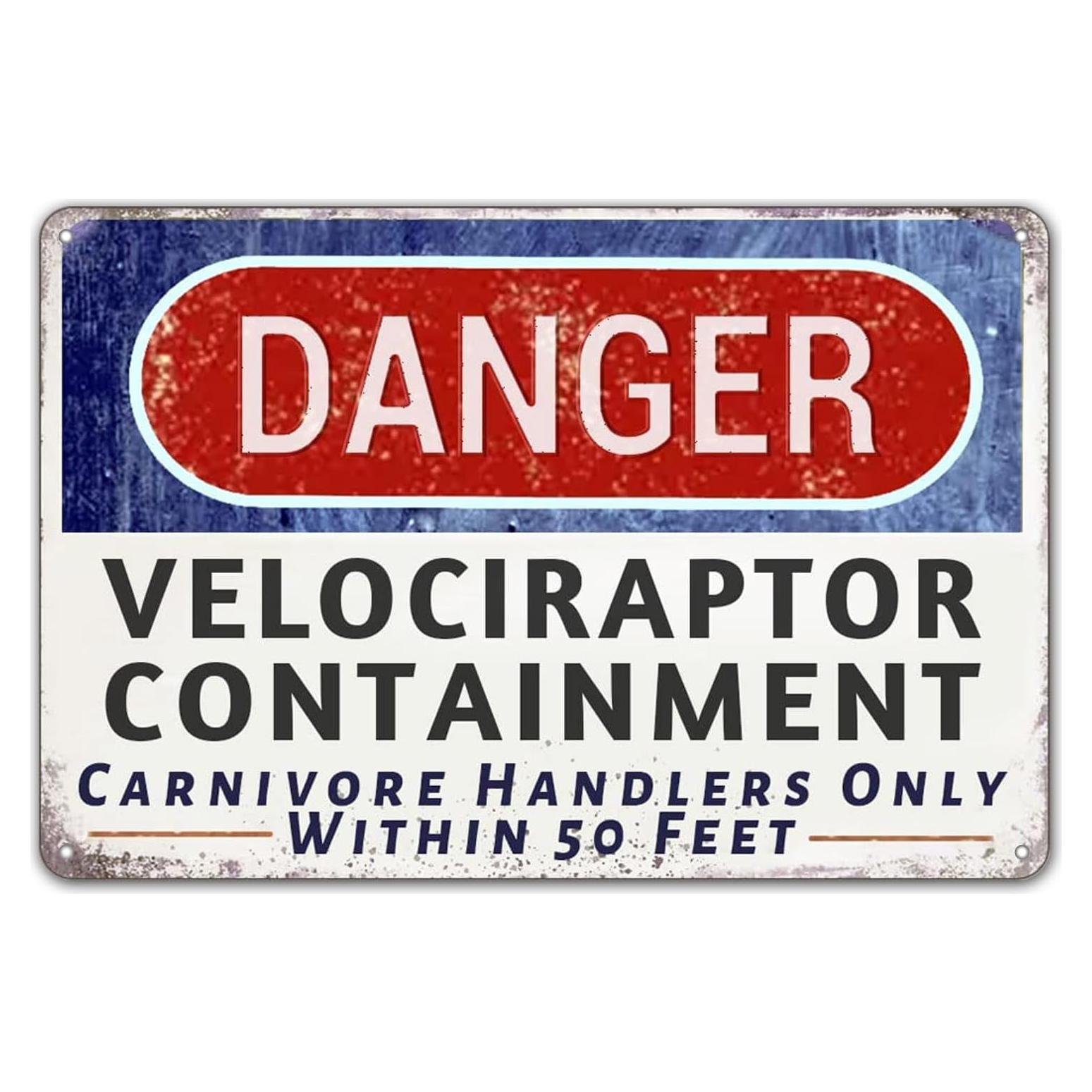 Cartel de Advertencia Velociraptor Peligroso WXSW 30x20 cm