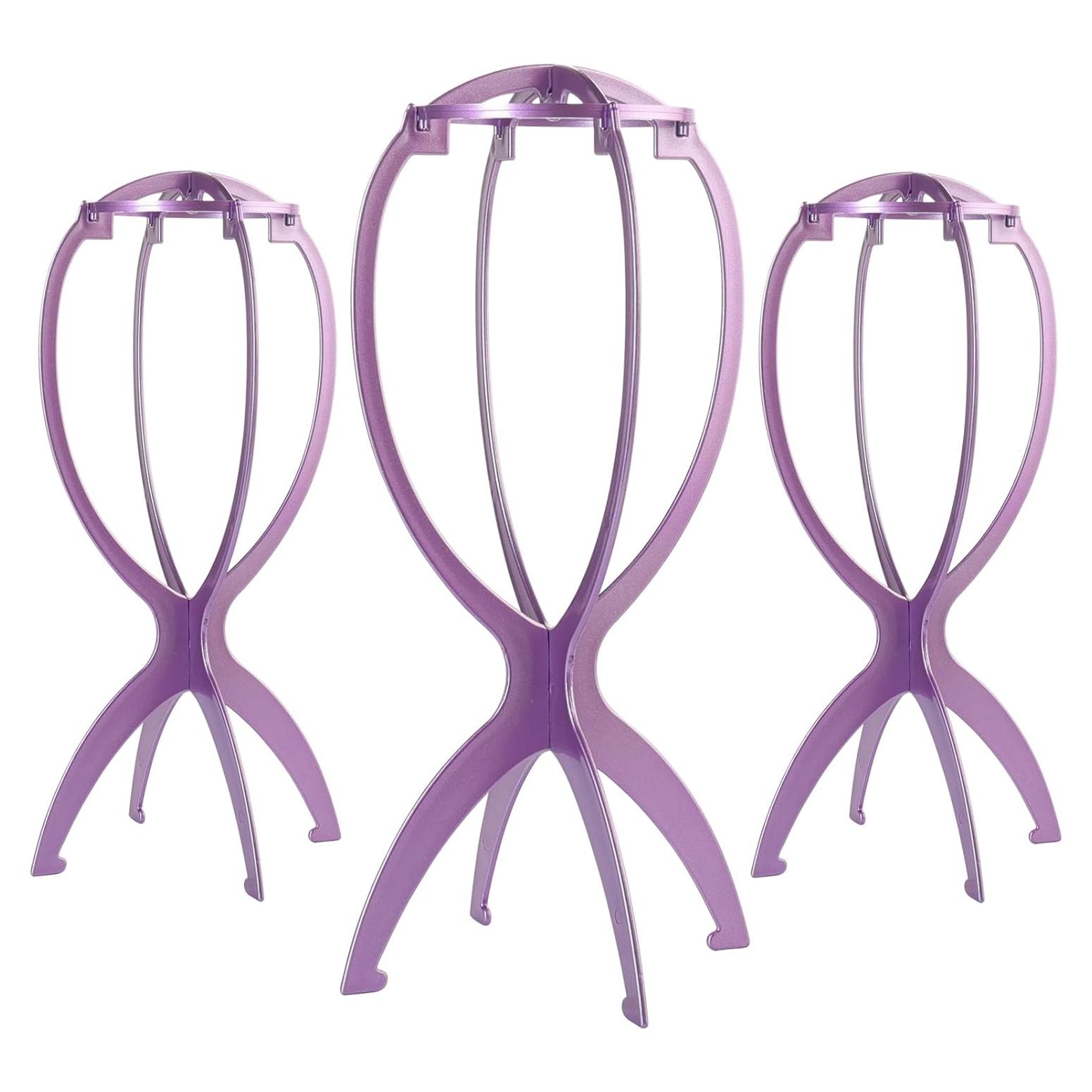 Soporte para Pelucas Dreamlover Plegable Morado - Paquete de 3