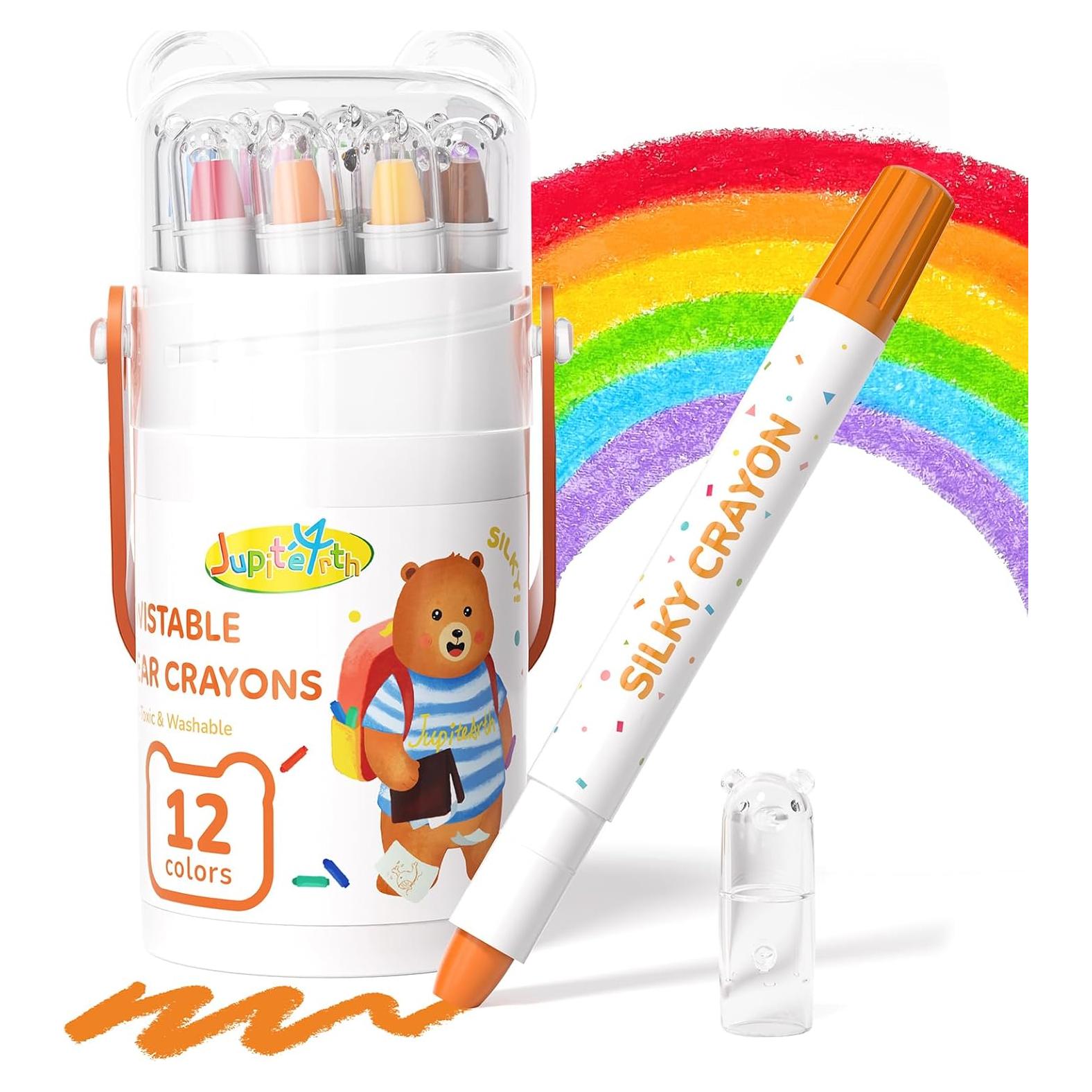 Crayones Jumbo JUPITEARTH 12 Colores Lavables para Niños
