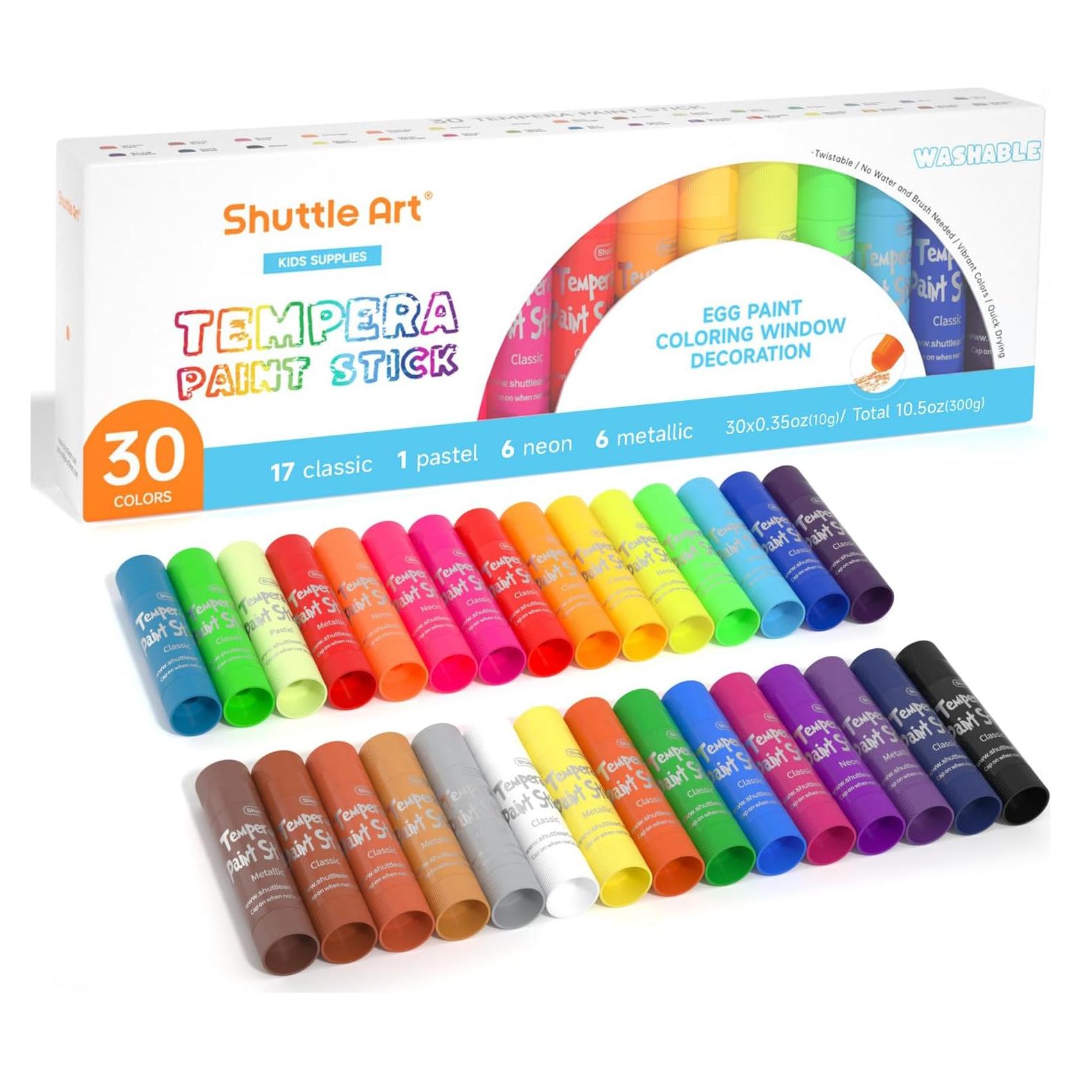 Palitos de Pintura Tempera Shuttle Art - 30 Colores - Secado Rápido