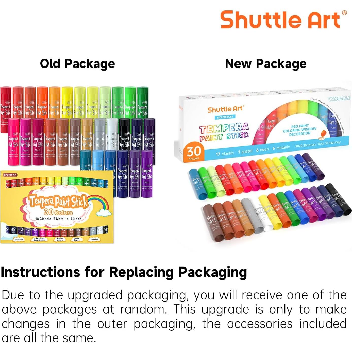 Palitos de Pintura Tempera Shuttle Art - 30 Colores - Secado Rápido