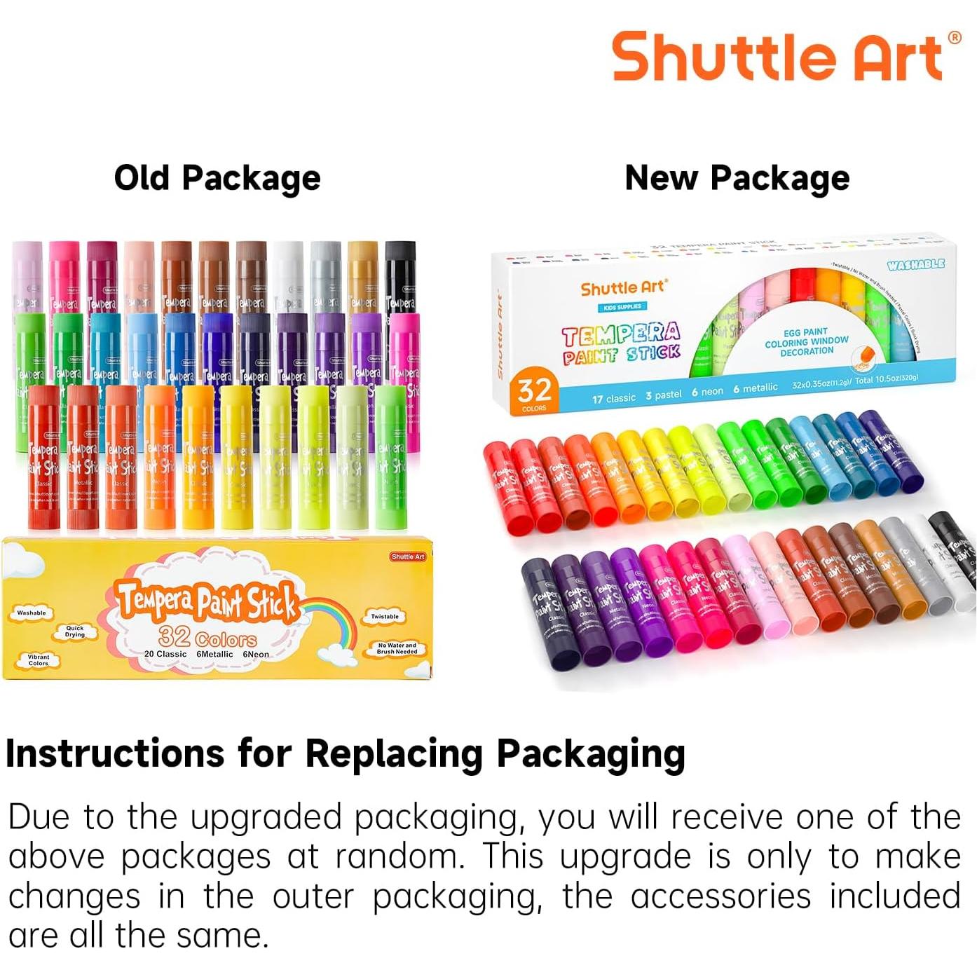 Palitos de Pintura Tempera Shuttle Art 32 Colores No Tóxicos