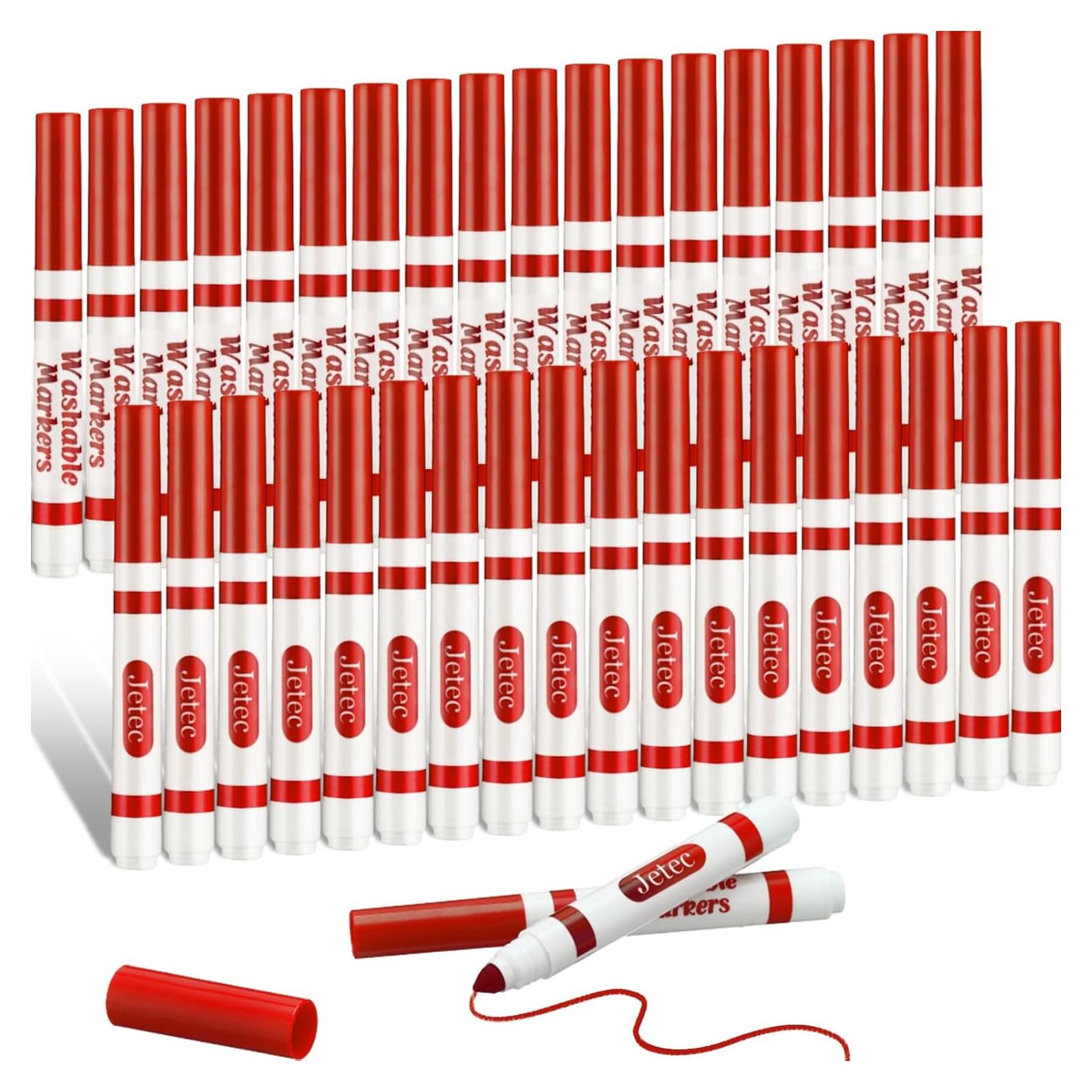 Marcadores Lavables Rojos Janlaugh 36 Pcs Punta Cónica