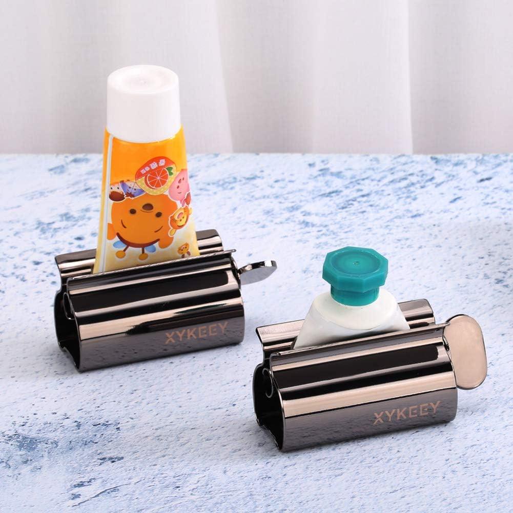 Exprimidor de Tubos de Pasta de Dientes XYKEEY - Juego de 2 Soportes de Metal