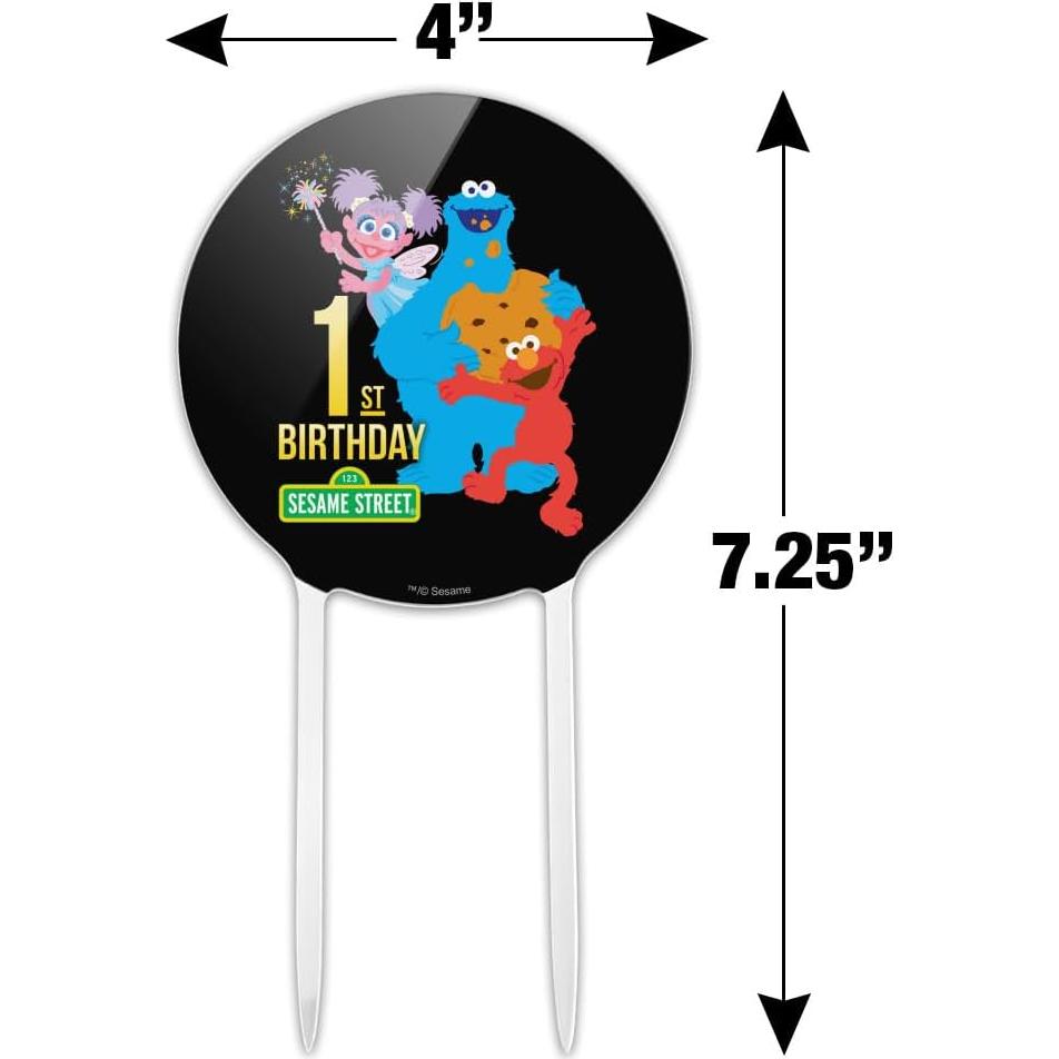 Tapa de Pastel Acrílica Plaza Sésamo 18.42 cm para Cumpleaños