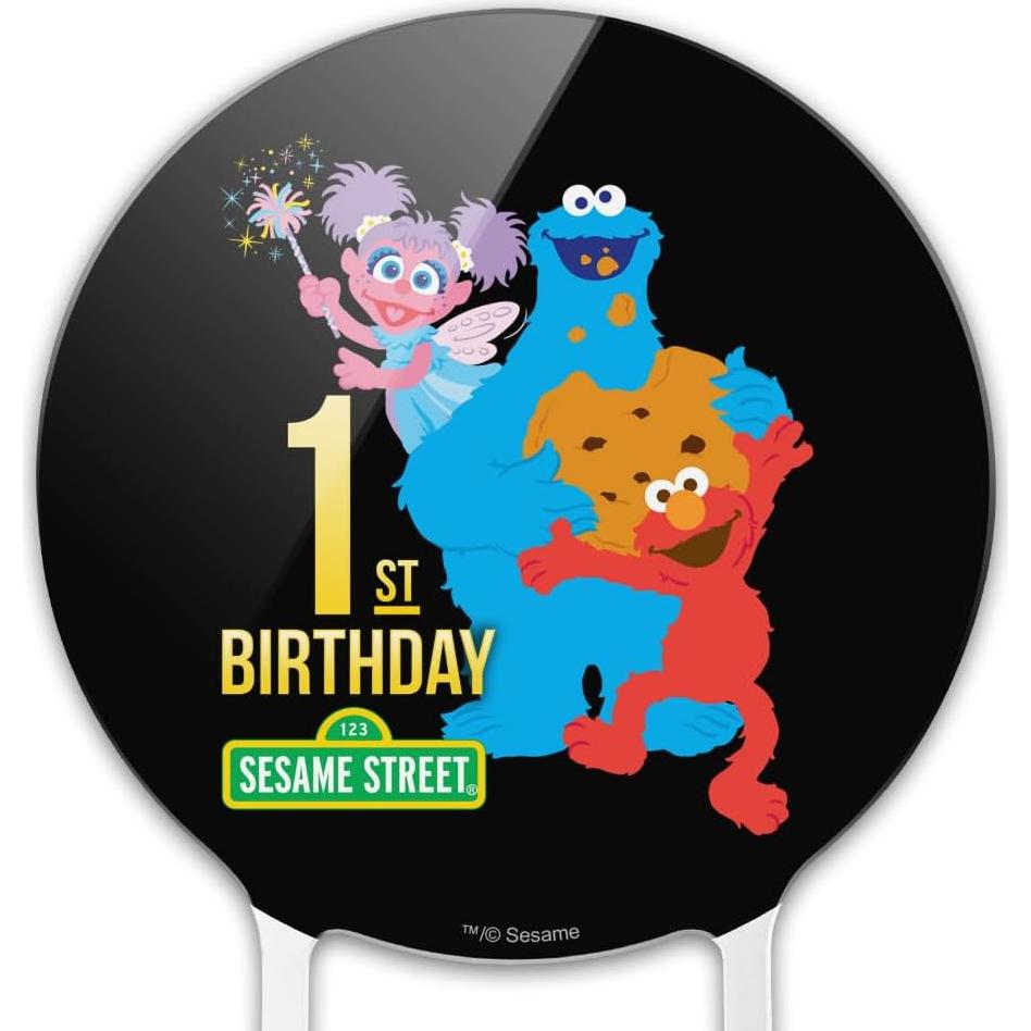 Tapa de Pastel Acrílica Plaza Sésamo 18.42 cm para Cumpleaños