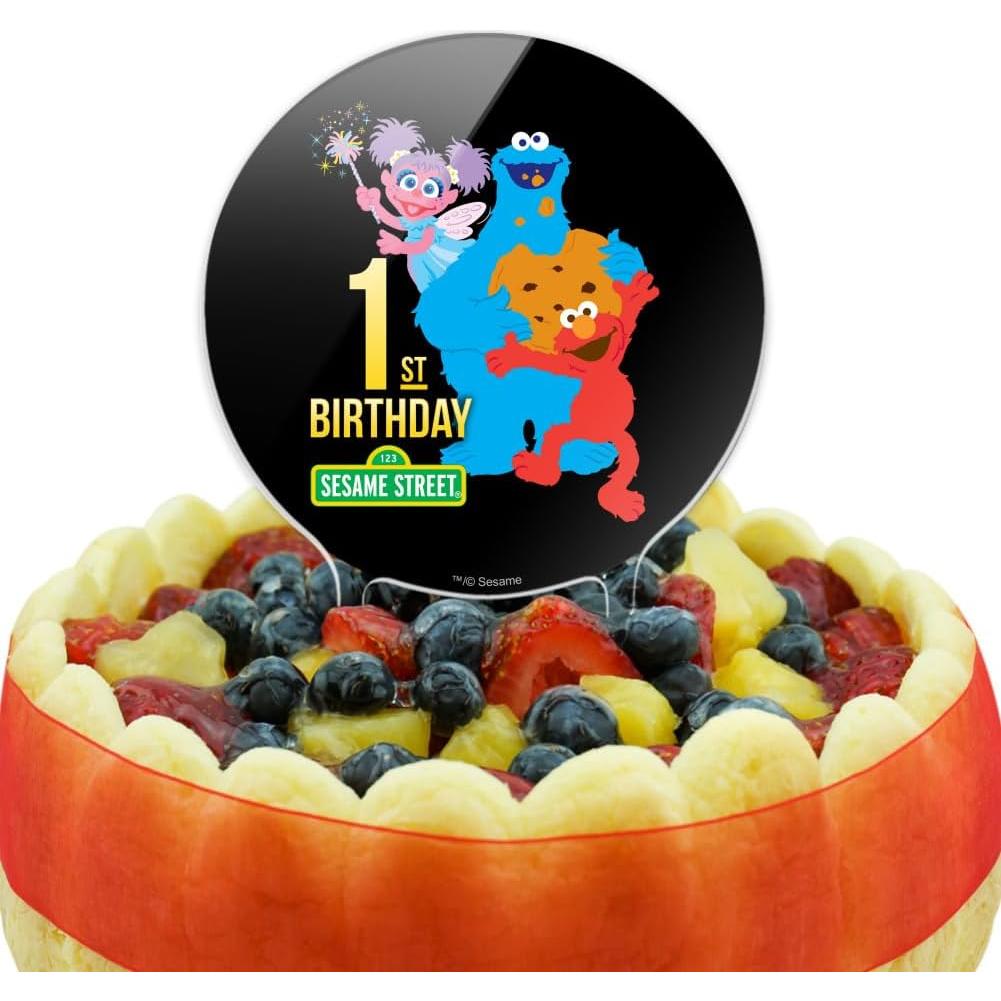 Tapa de Pastel Acrílica Plaza Sésamo 18.42 cm para Cumpleaños