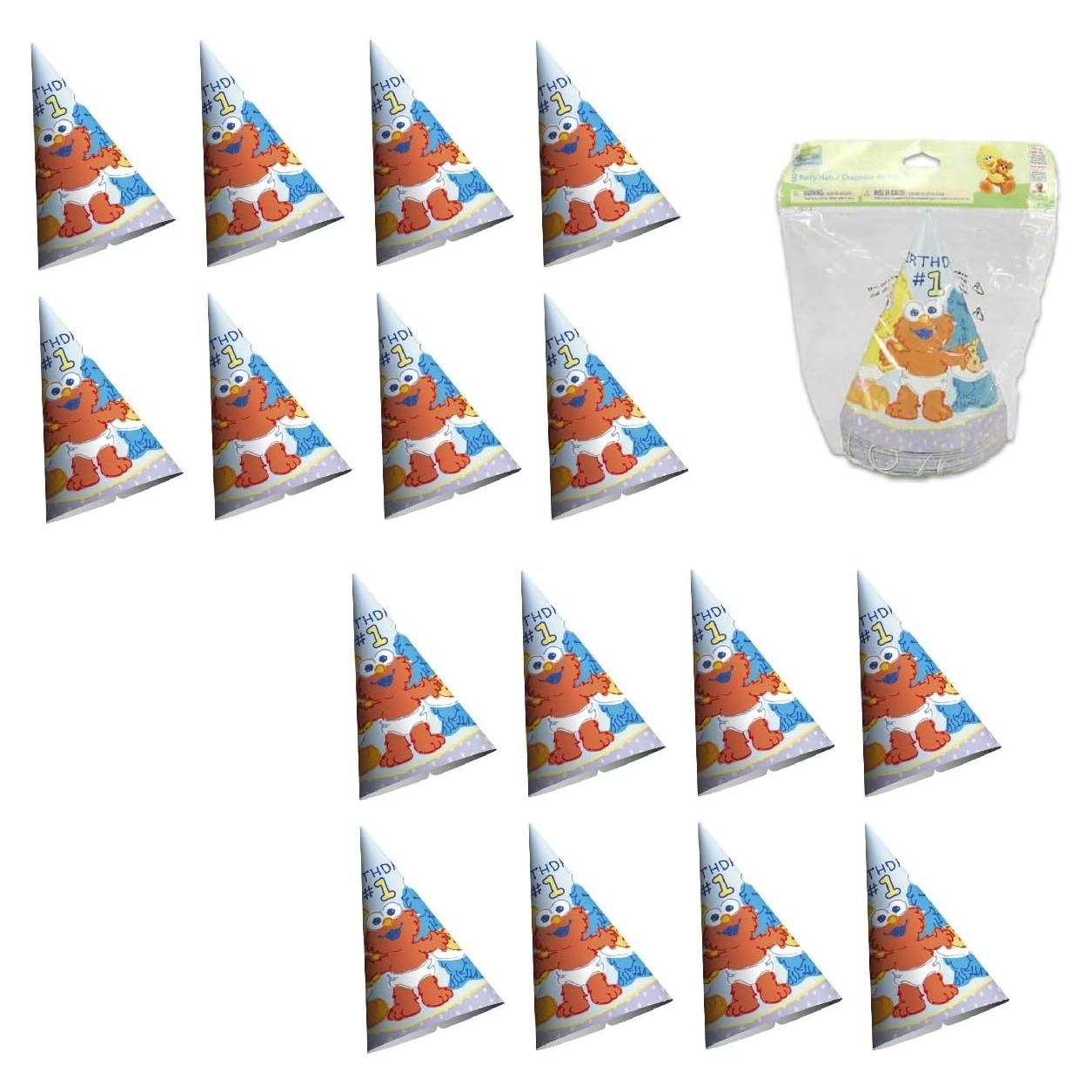Paquete Fiesta 1er Cumpleaños Plaza Sésamo - 16 Sombreros