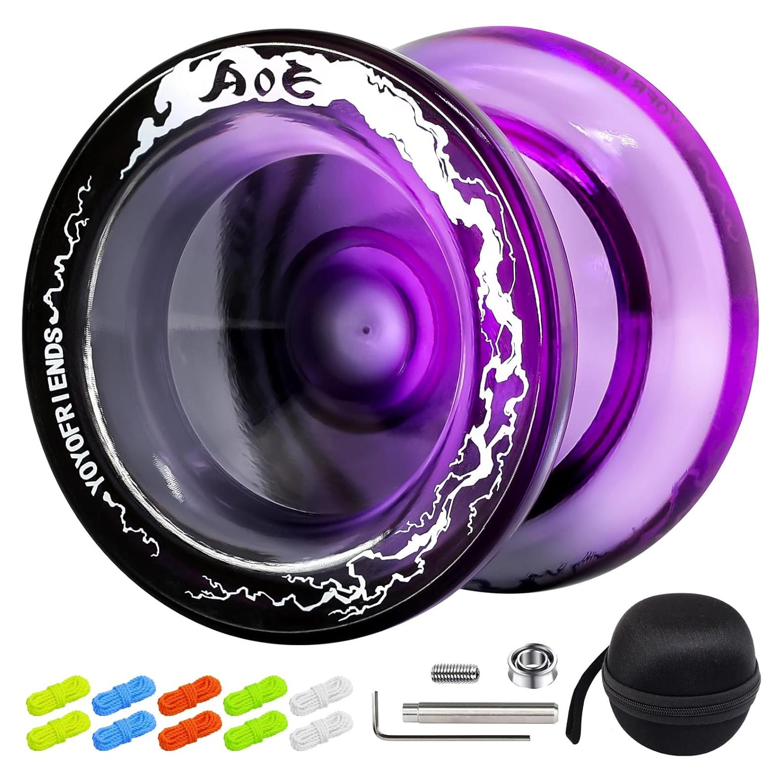 Yoyo Profesional 7YO AOE Negro Púrpura para Niños + Accesorios