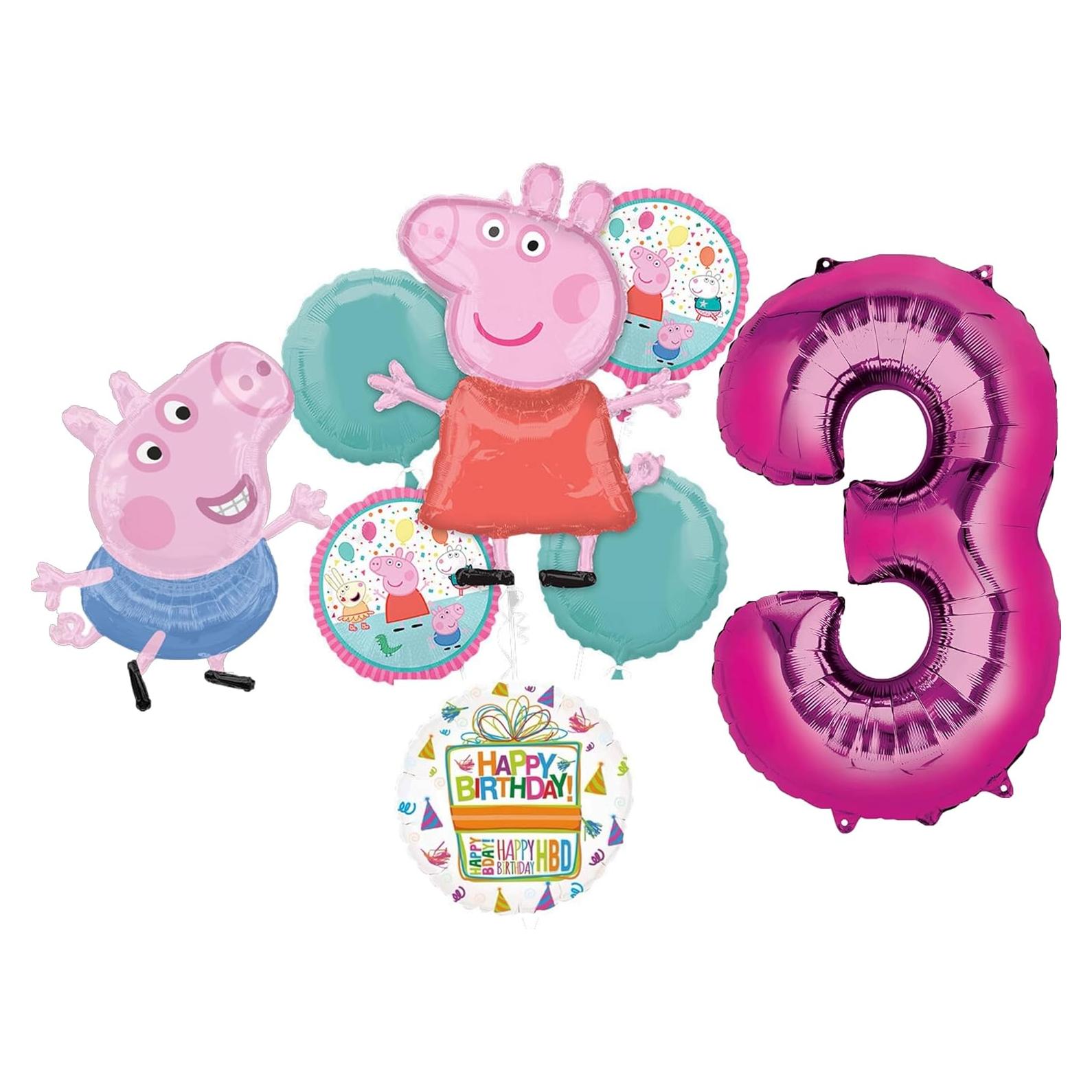 Ramo de Globos de Cumpleaños Peppa y George 3er Cumpleaños