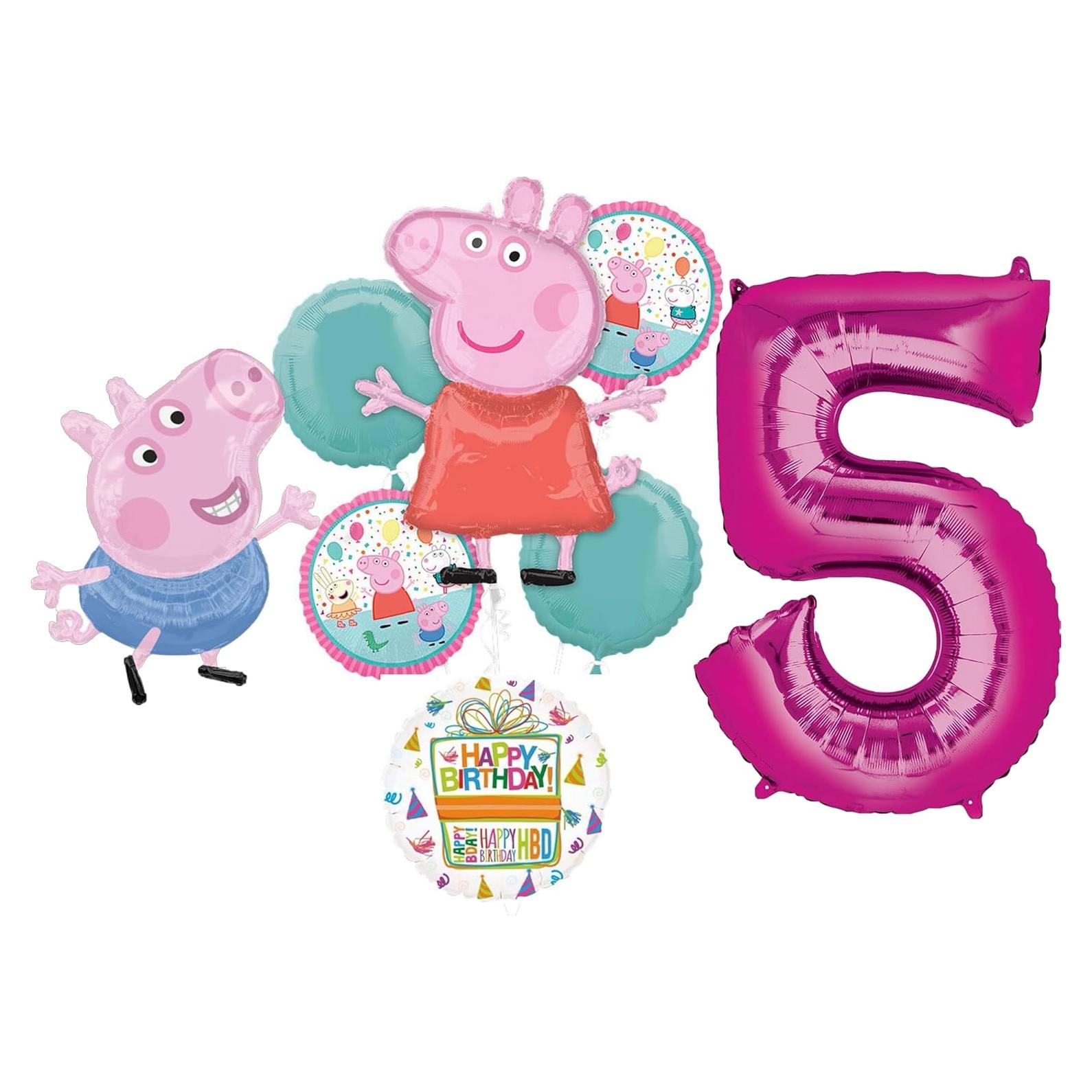 Ramo de Globos Peppa y George 5to Cumpleaños Anagram